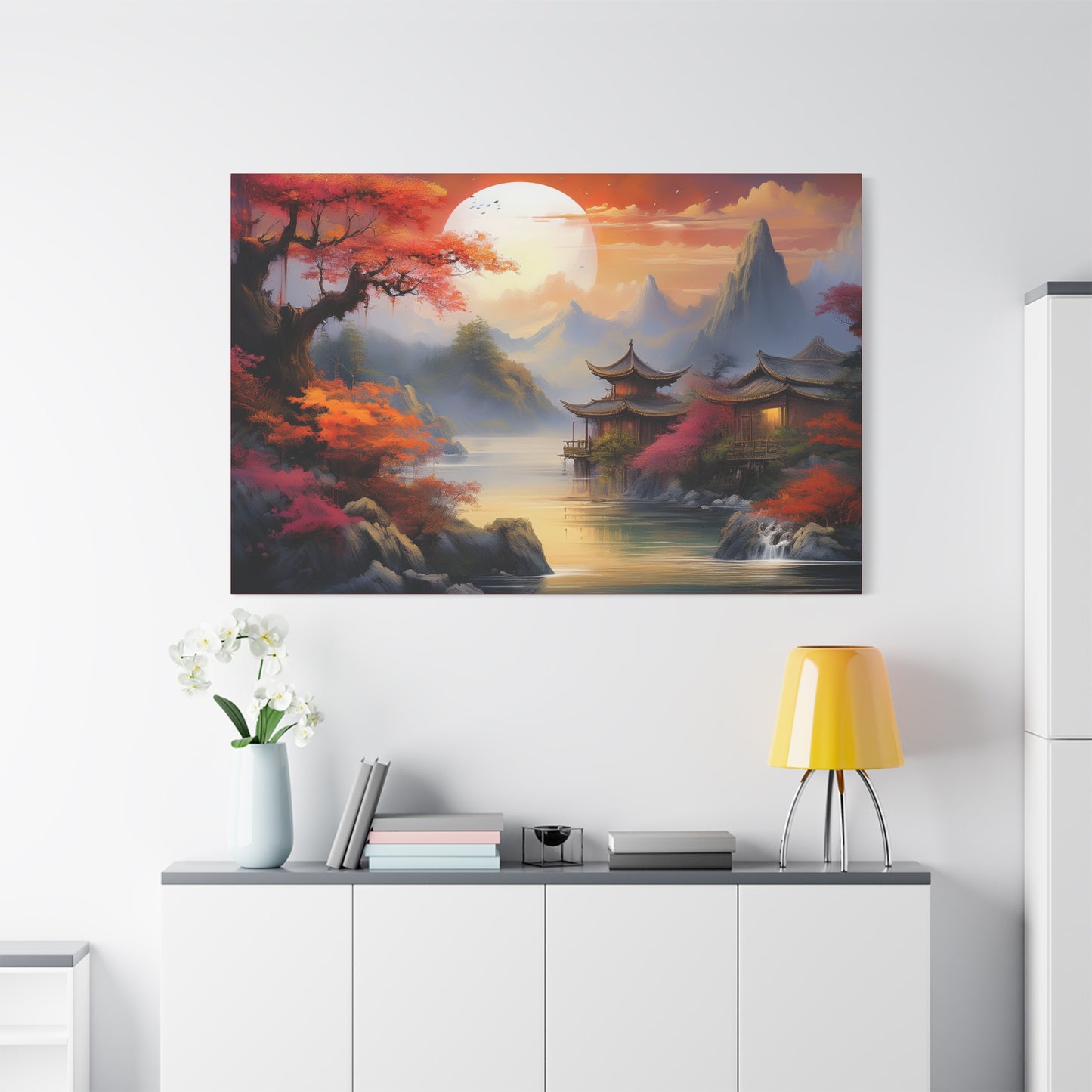 Japanese Painting Print Canvas 24x16, 30x20, 36x24, 48x32, 60x40, Bright Latex Inks Pine-Wood Inner Frame JPN-13