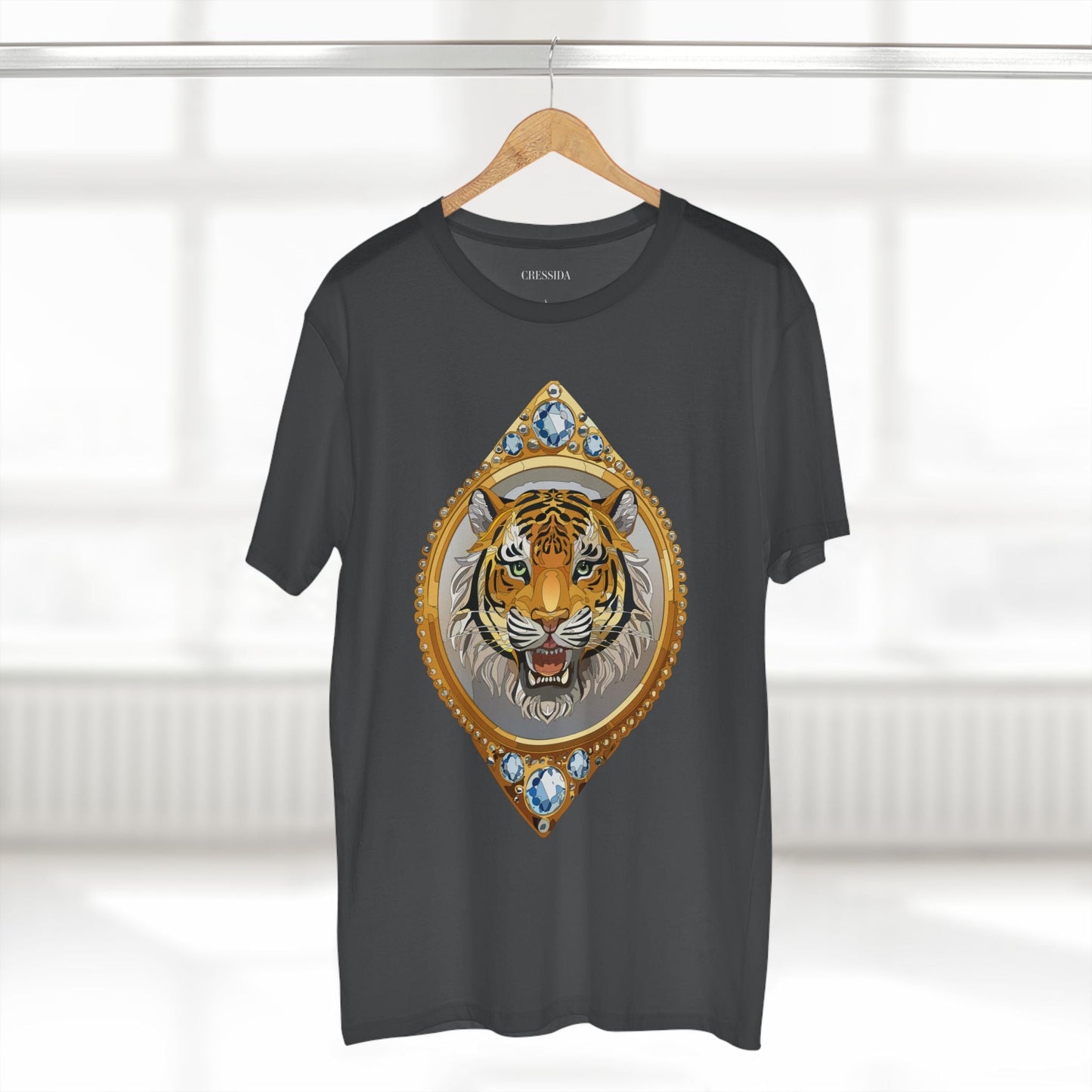 Tiger Graphic Unisex 100 Cotton Tee With Unique Animal Golden Medallion Art Design 1