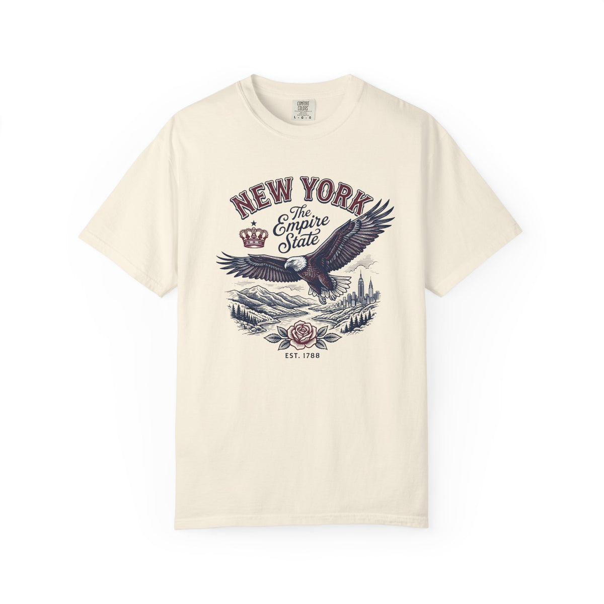 New York Empire State Eagle Vintage Travel Tourist Graphic Gift Tee Unisex 100 Cotton Comfort Colors T-Shirt