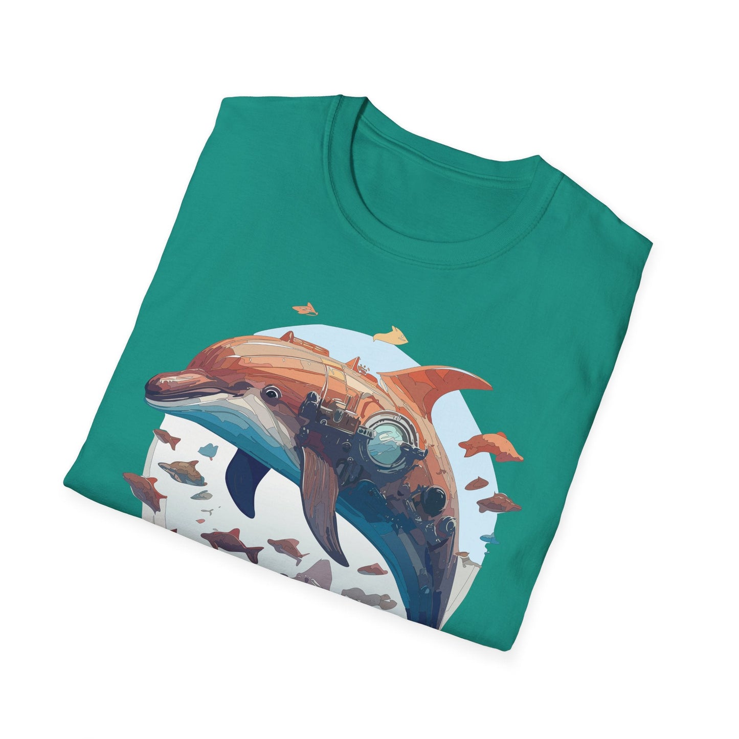Unisex Dolphin Shirt Softstyle Tee Gildan 64000 Ring Spun Cotton Animal Graphic Design