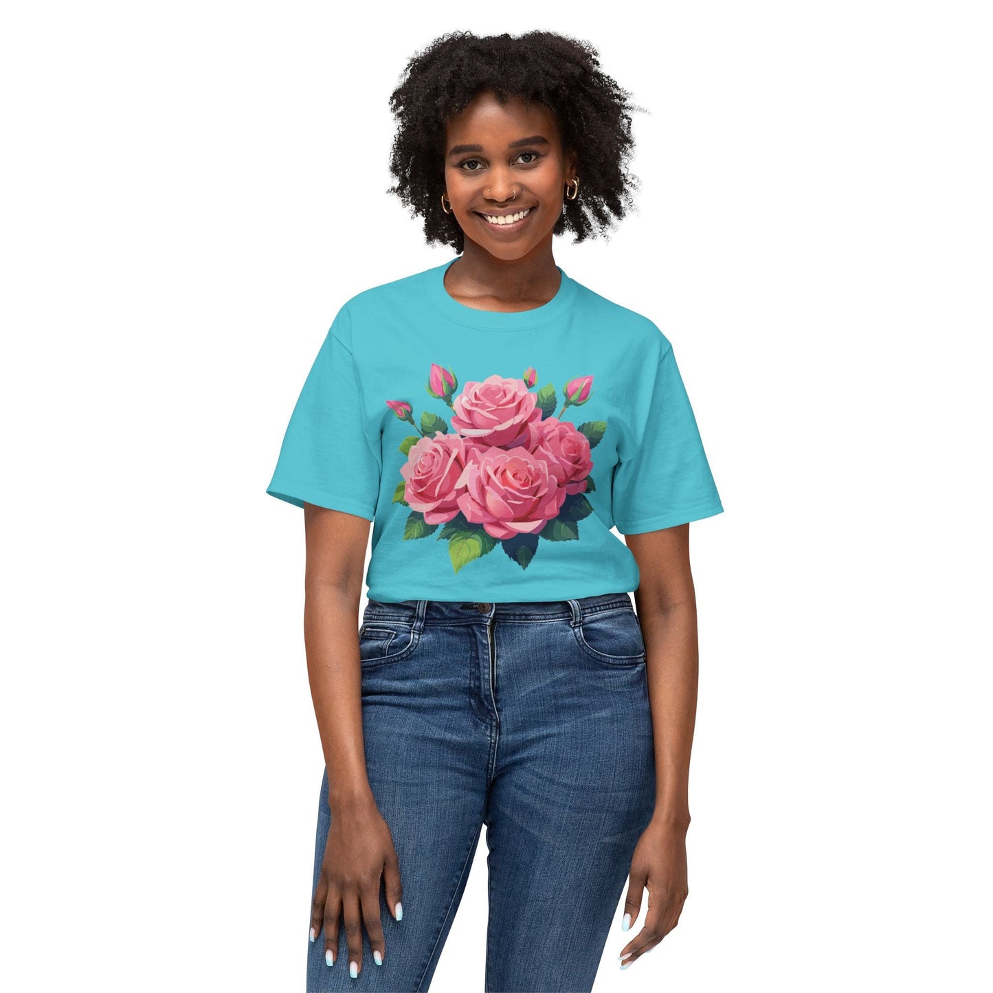Unisex Floral T Shirt With Vintage Flowers Art Print Cotton Tee USA Made Premium Comfort