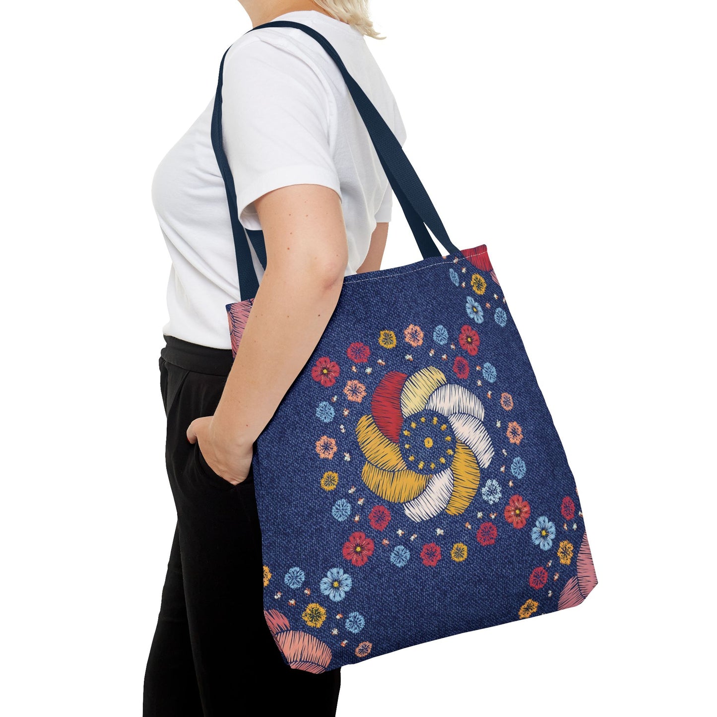 Denim Fabric Imitation Print Unisex Canvas Bag Poly Spun 3 Sizes Tote Bag 153