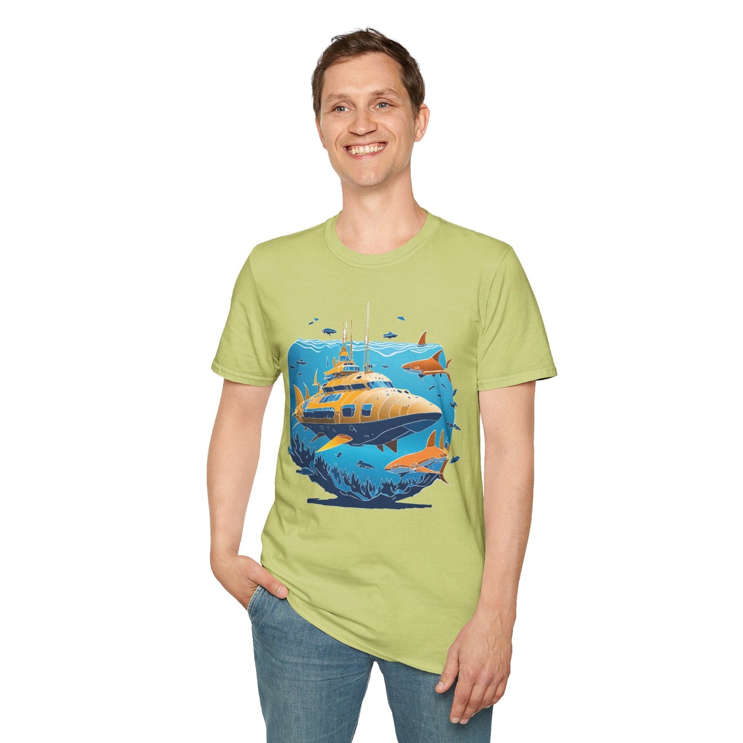 Ocean T Shirt Unisex Gildan Softstyle 64000 100 Percent Cotton Ring Spun U Boat Design Graphic