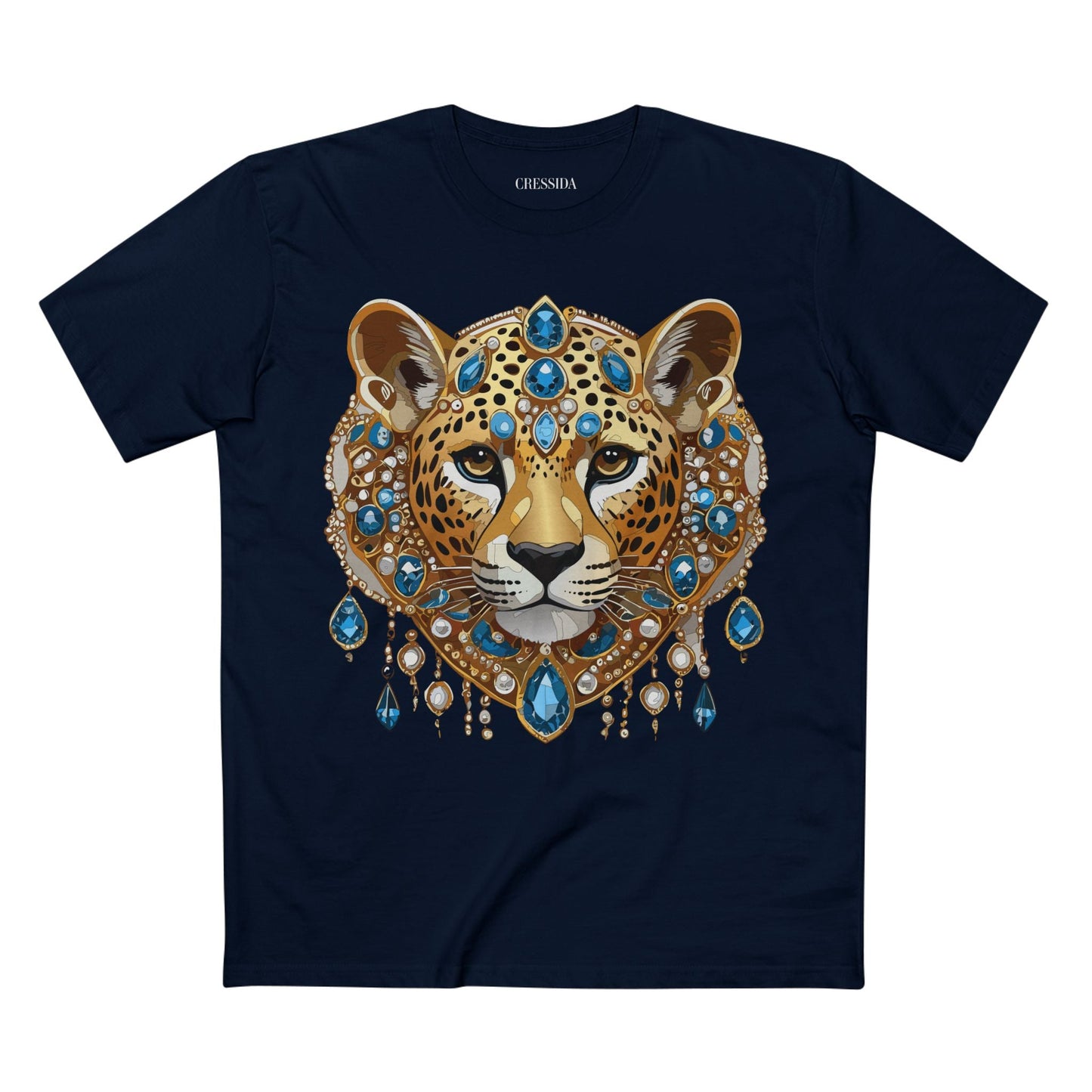 Cheetah Graphic Unisex 100 Cotton Tee With Unique Animal Golden Medallion Art Design 46
