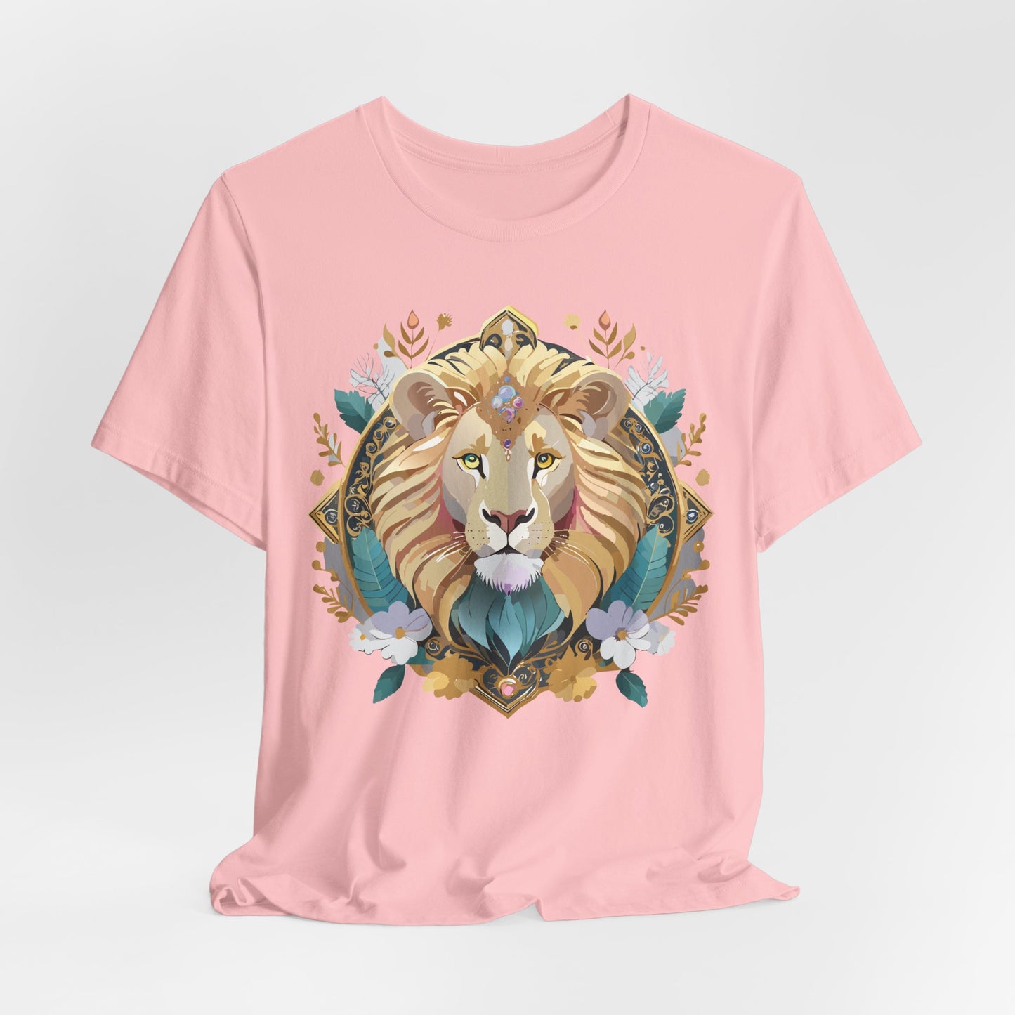 Unisex Lion Graphic Tee, Animal Shirt, Tee Shirt with Lion, Medallion T-Shirt, Animal Medallion Tees 2