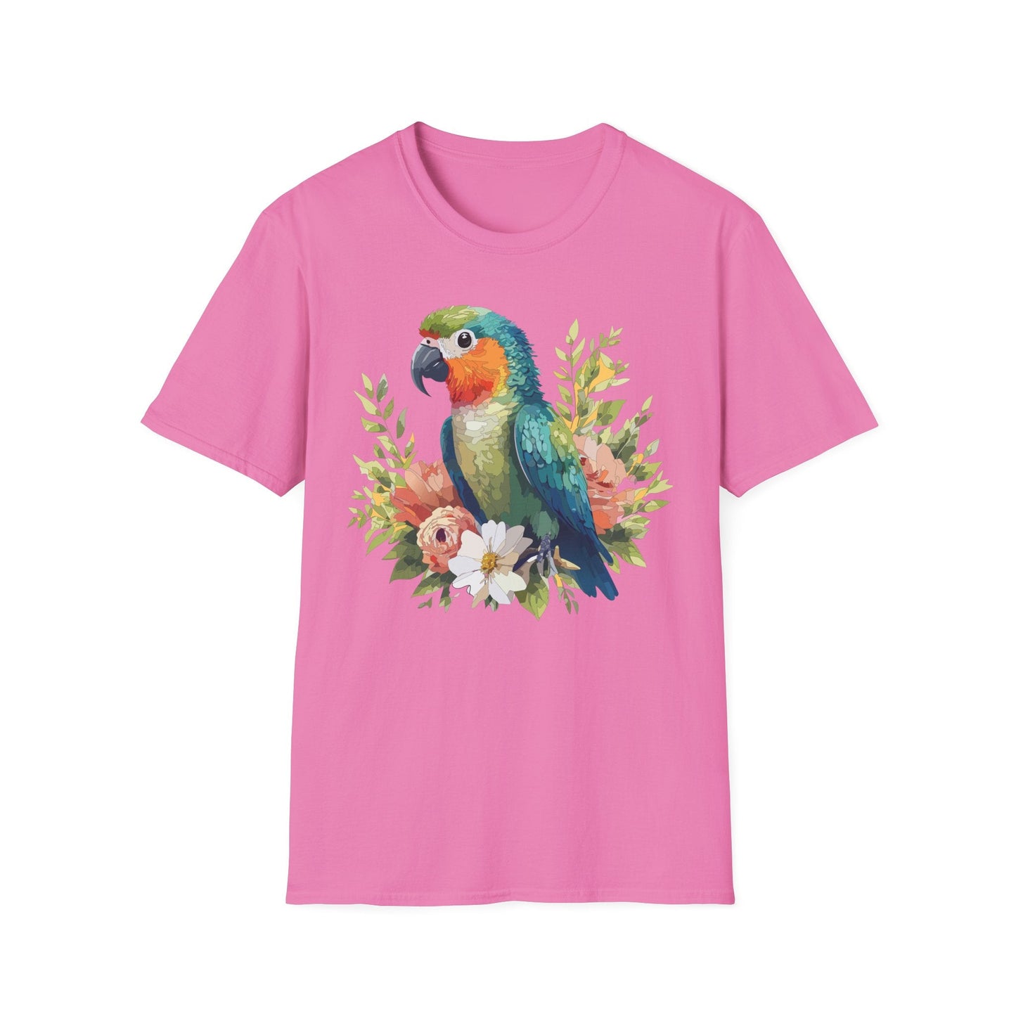 Floral Bird T Shirt Unisex Softstyle Gildan 64000 Cotton Tee for Everyday Comfort