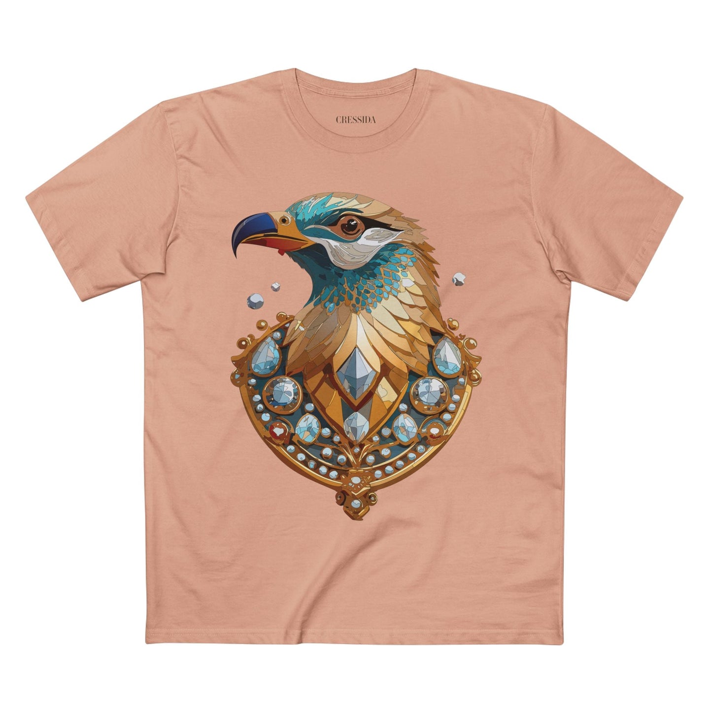 Bird Graphic Unisex 100 Cotton Tee With Unique Animal Golden Medallion Art Design 21