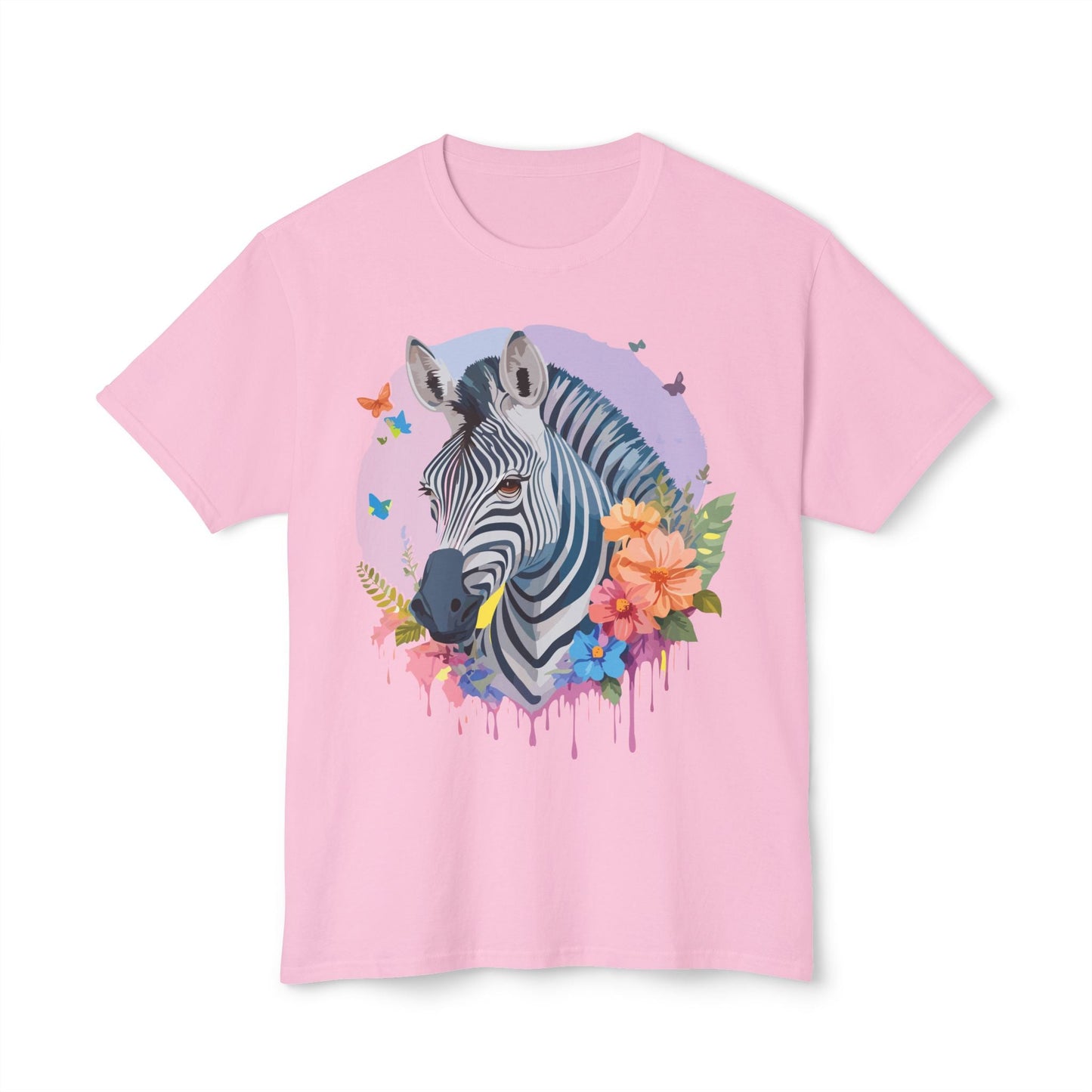 Unisex Zebra T Shirt With Art Print HD Cotton Vintage Zebra Tee Floral Design Graphic Tee
