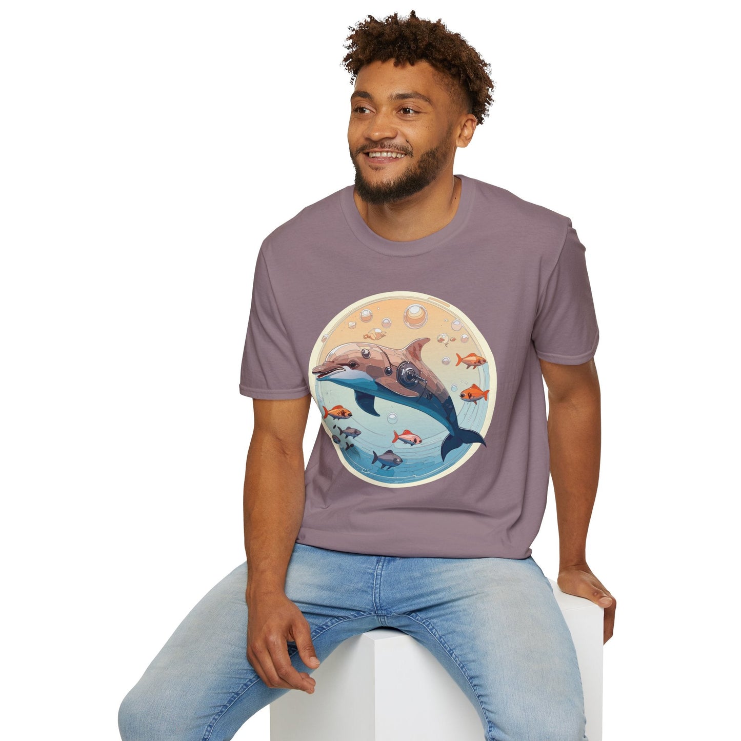 Dolphin Shirt Unisex Softstyle Tee 100 Percent Ring Spun Cotton Breathable Gildan 64000