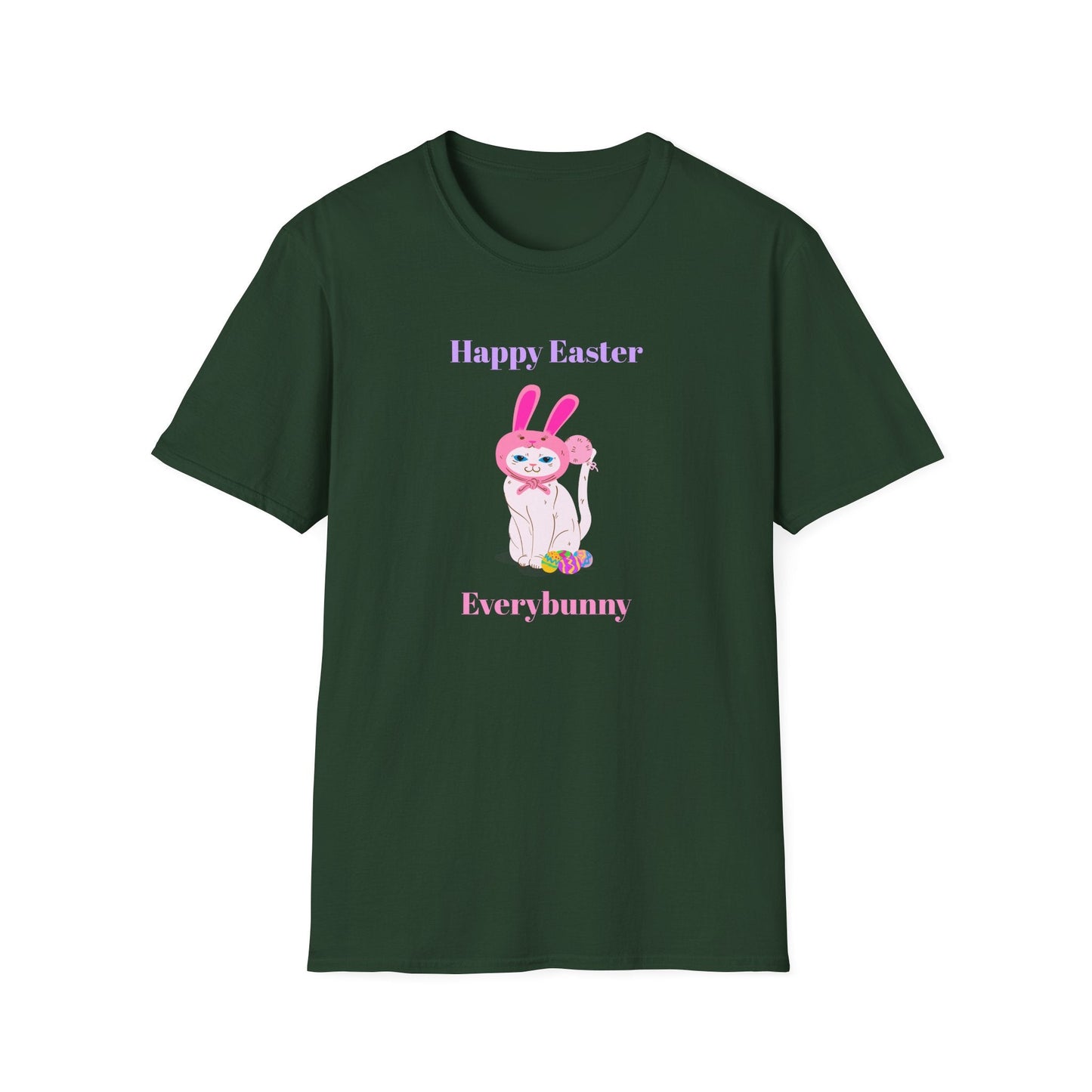 Unisex Easter Bunny T Shirt Softstyle 64000 Tee With Easter Design Print Gildan 100 Percent Ring Spun Cotton