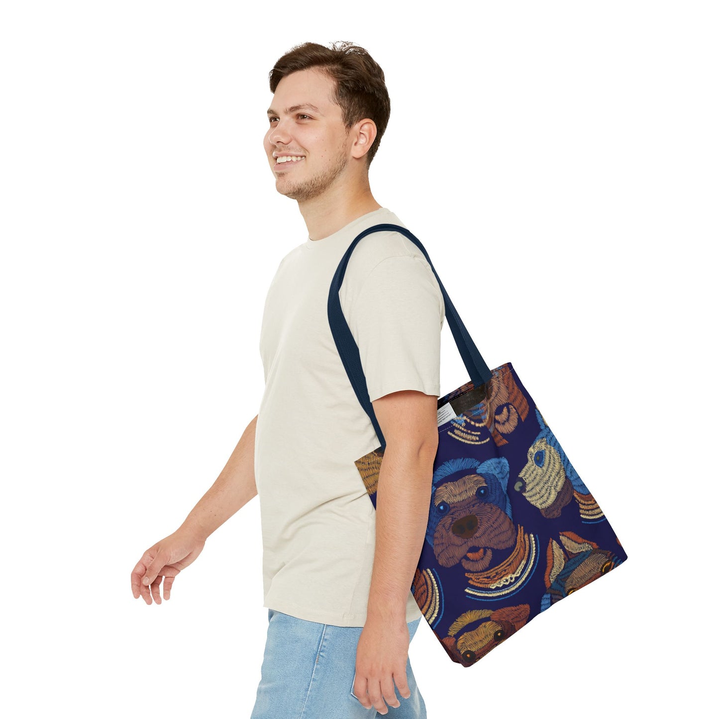 Denim Fabric Imitation Print Unisex Canvas Bag Poly Spun 3 Sizes Tote Bag 191-14