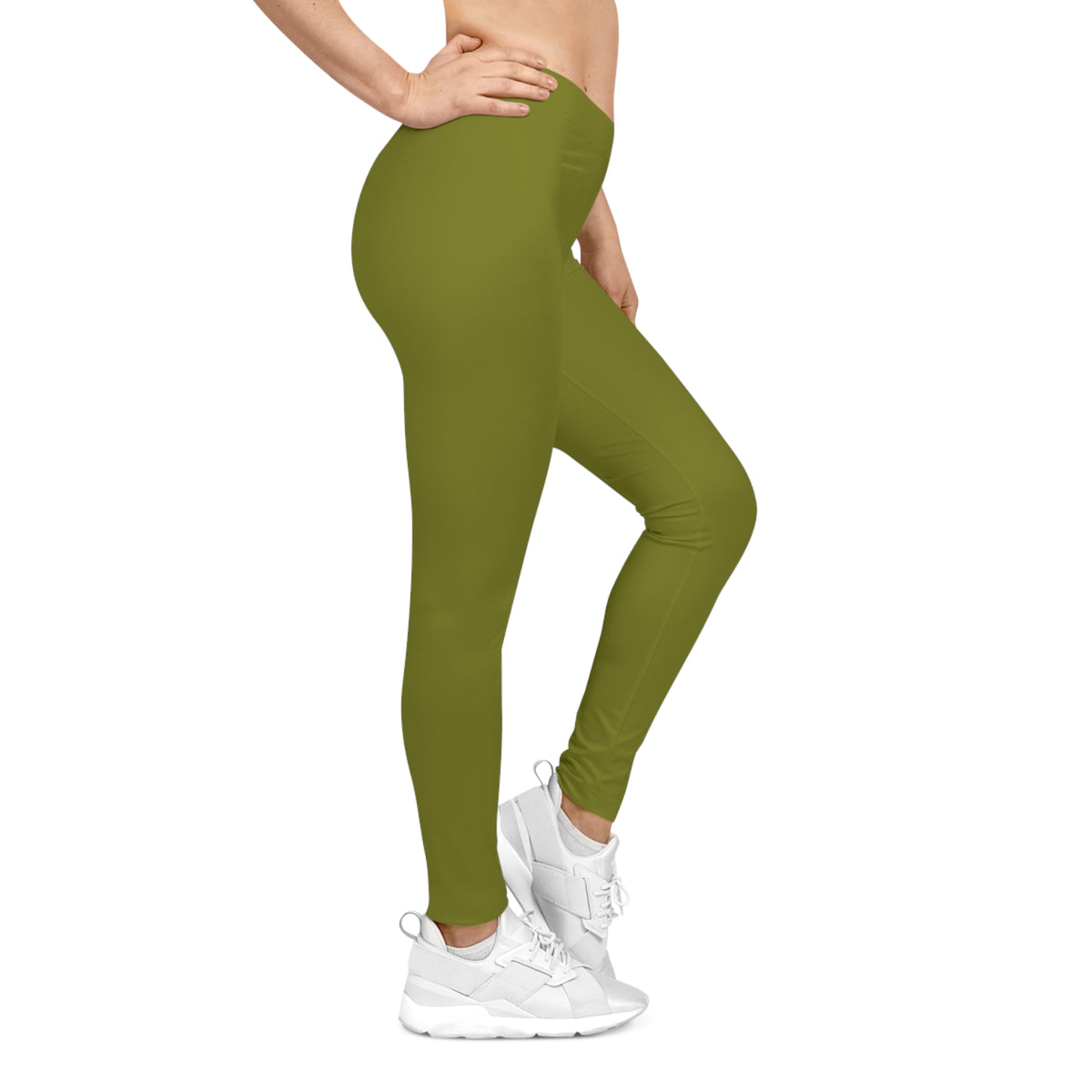 Olive Color Women's Poly-Span Casual Leggings XS-2XL
