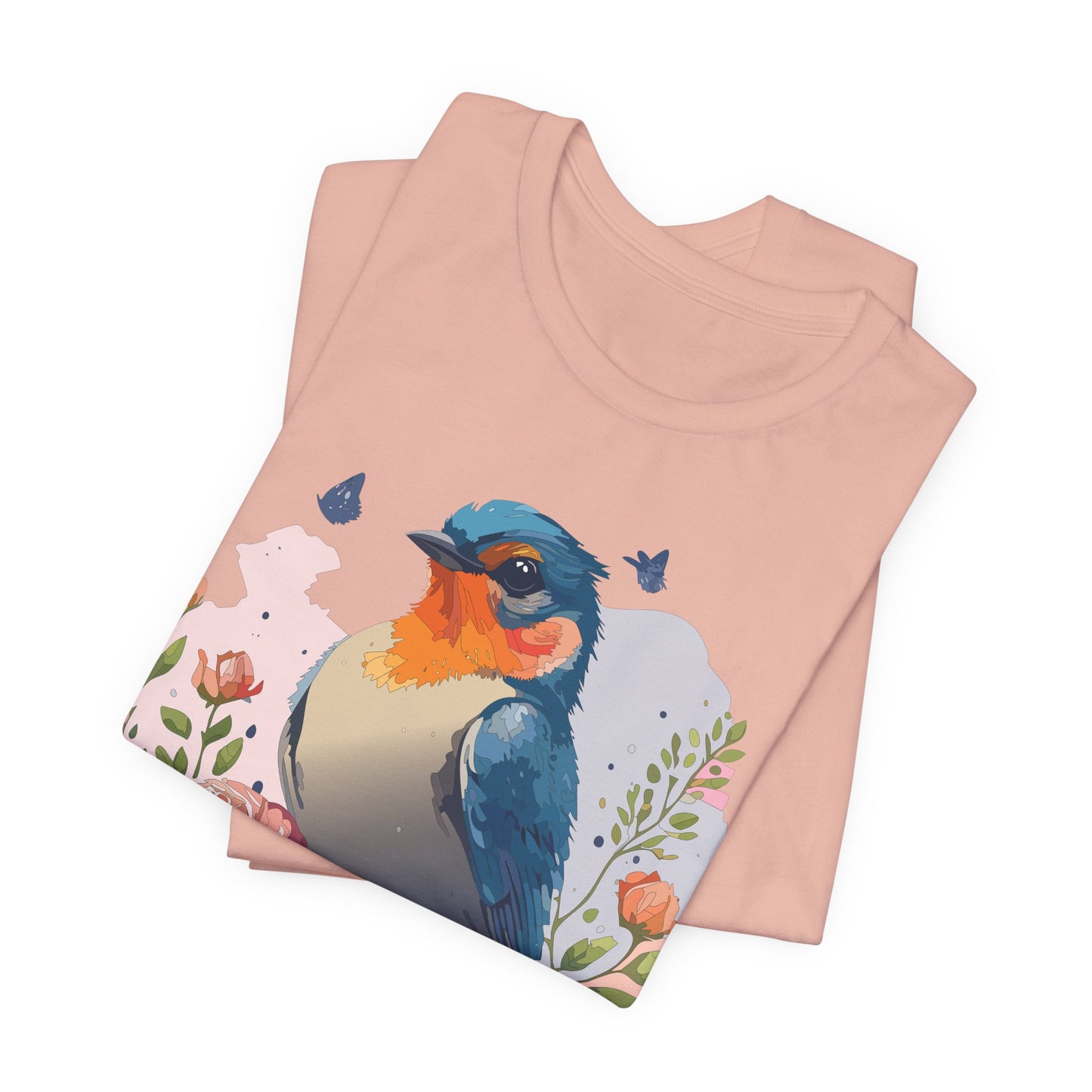 Floral Bird Tee, Animal Shirt, Bird Shirt, Floral Tee, Flower T-shirt, T-Shirt with Animal