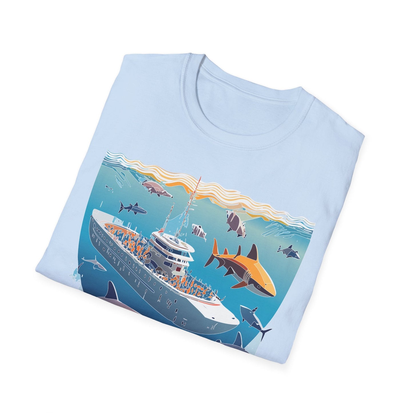 Ocean Tee Shirt Unisex Softstyle Short Sleeve With Ocean Art Design 100 Percent Ring Spun Cotton