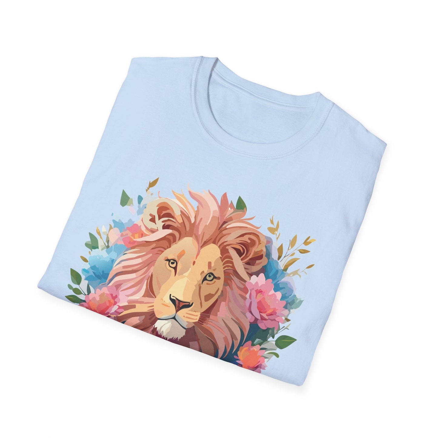 Lion Shirt Unisex Floral Lion Tee 100 Percent Cotton Softstyle Gildan 64000