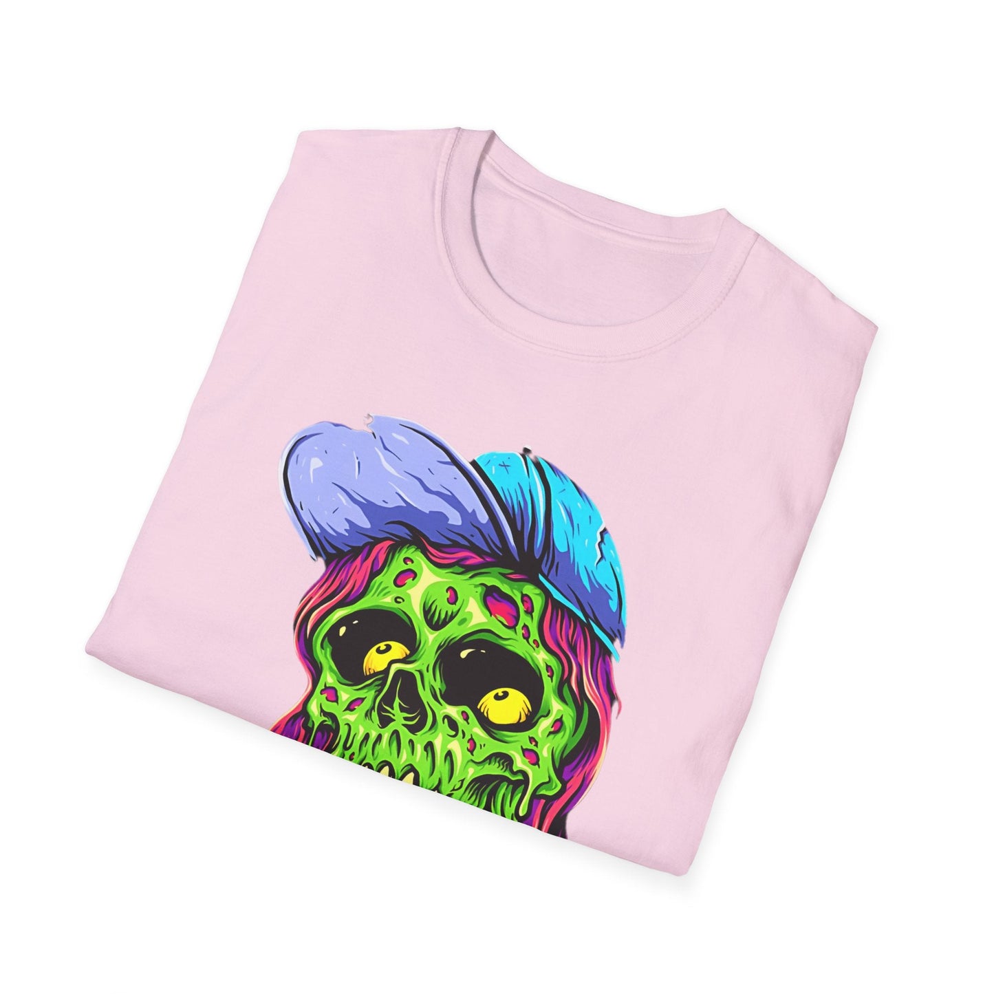 Unisex Skull Tee Shirt With Skeleton Artwork Gildan Softstyle 64000 Ring Spun Cotton