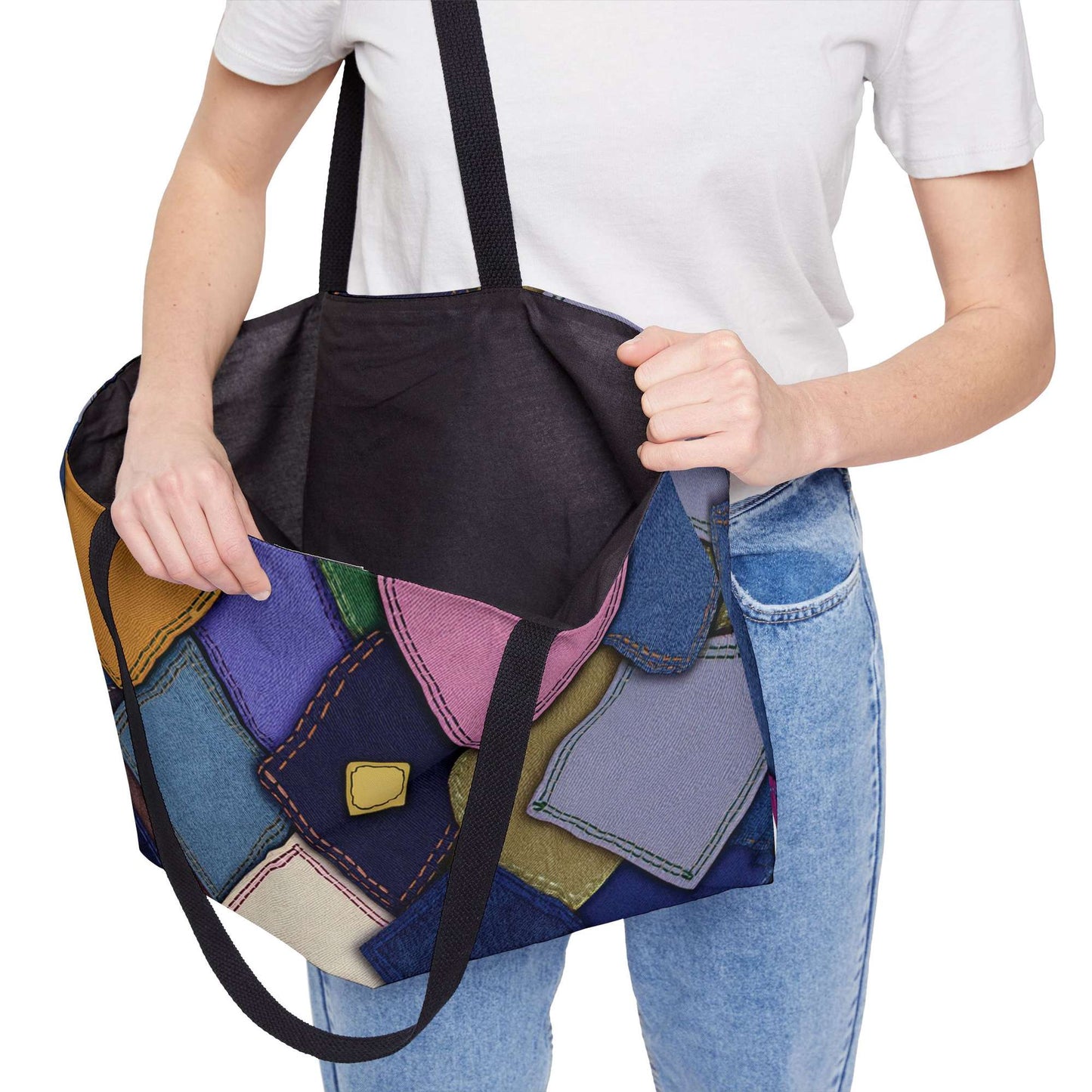 Denim Color Imitation Print Unisex  Yoga Bag  Spun Polyester 24x13 Canvas Gym Bag 27-2