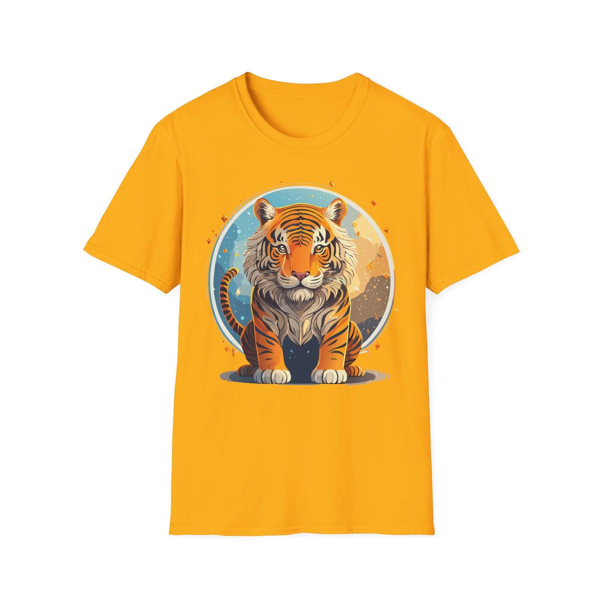 Vintage Tiger Illustration T-Shirt | Retro Sunset Tiger Print