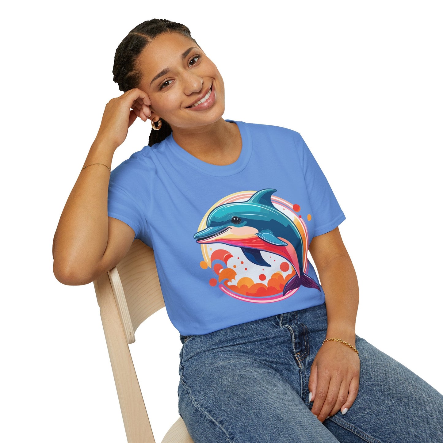 Dolphin Shirt Unisex Softstyle Tee Short Sleeve 100 Percent Ring Spun Cotton Gildan 64000