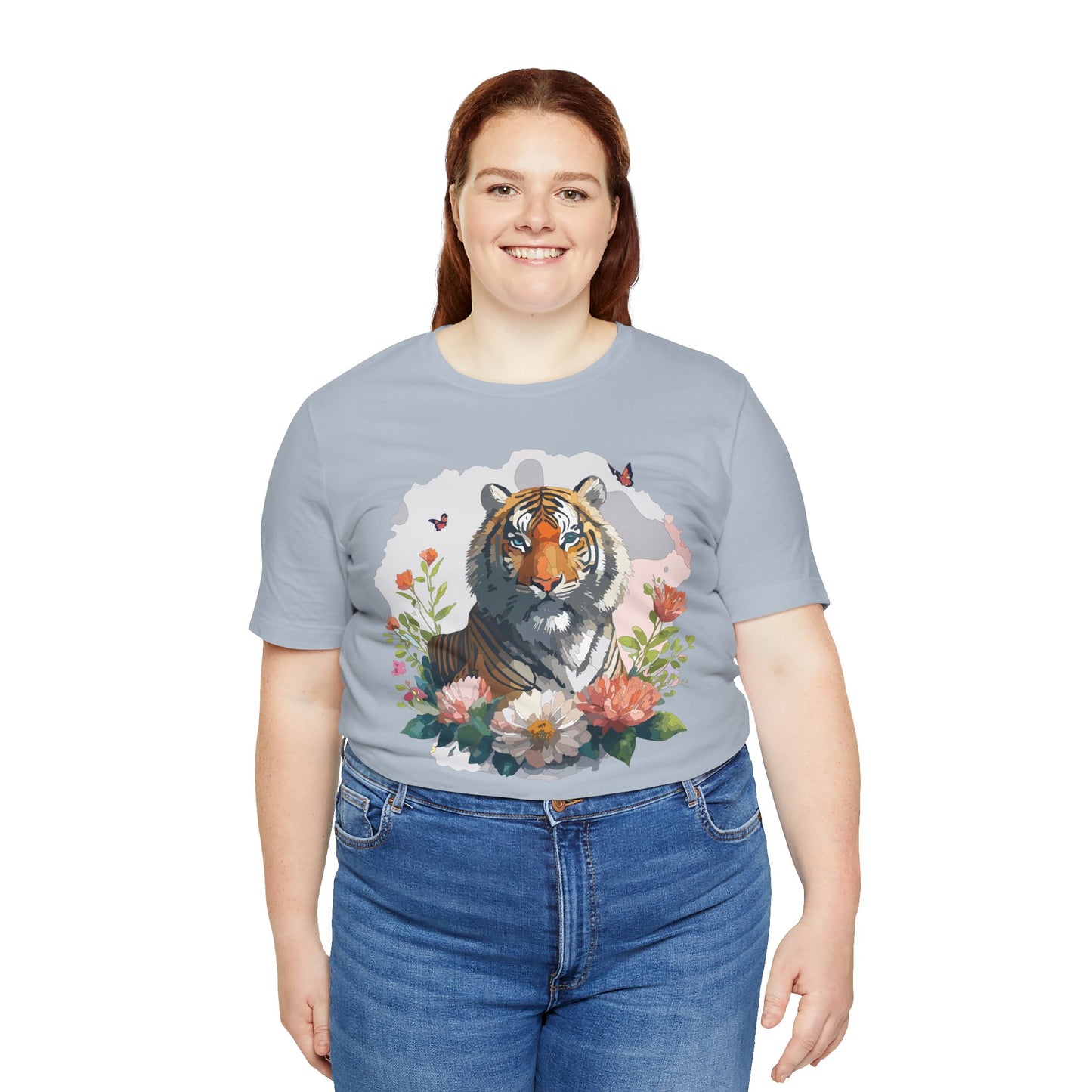 Floral Tiger Graphic Tee, Animal Shirt, Tiger Shirt, Flower Top, T-Shirt with Animal, Art Design