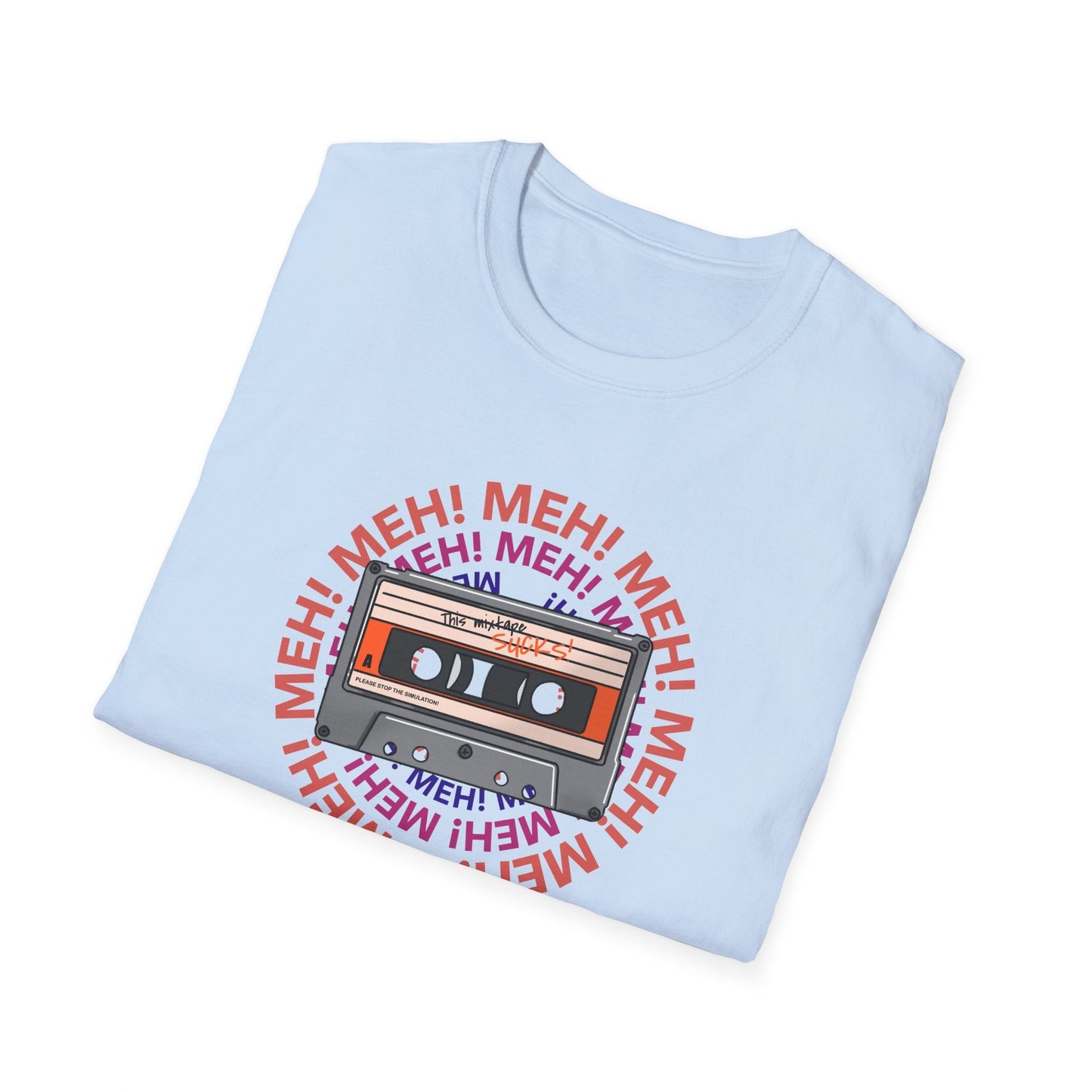 Cassette Tape Meh Graphic T-Shirt Unisex Cotton Retro Funny Music Tee