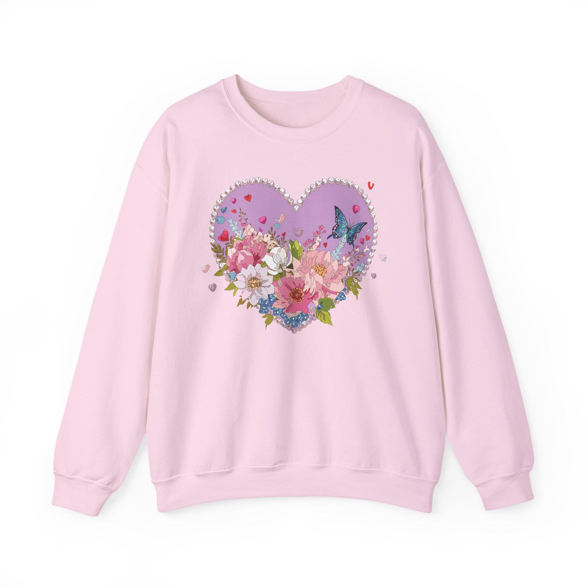 Floral Heart Love Graphic Valentine's Day Sweatshirt Unisex 50/50 Cotton-Poly Sweatshirt w43