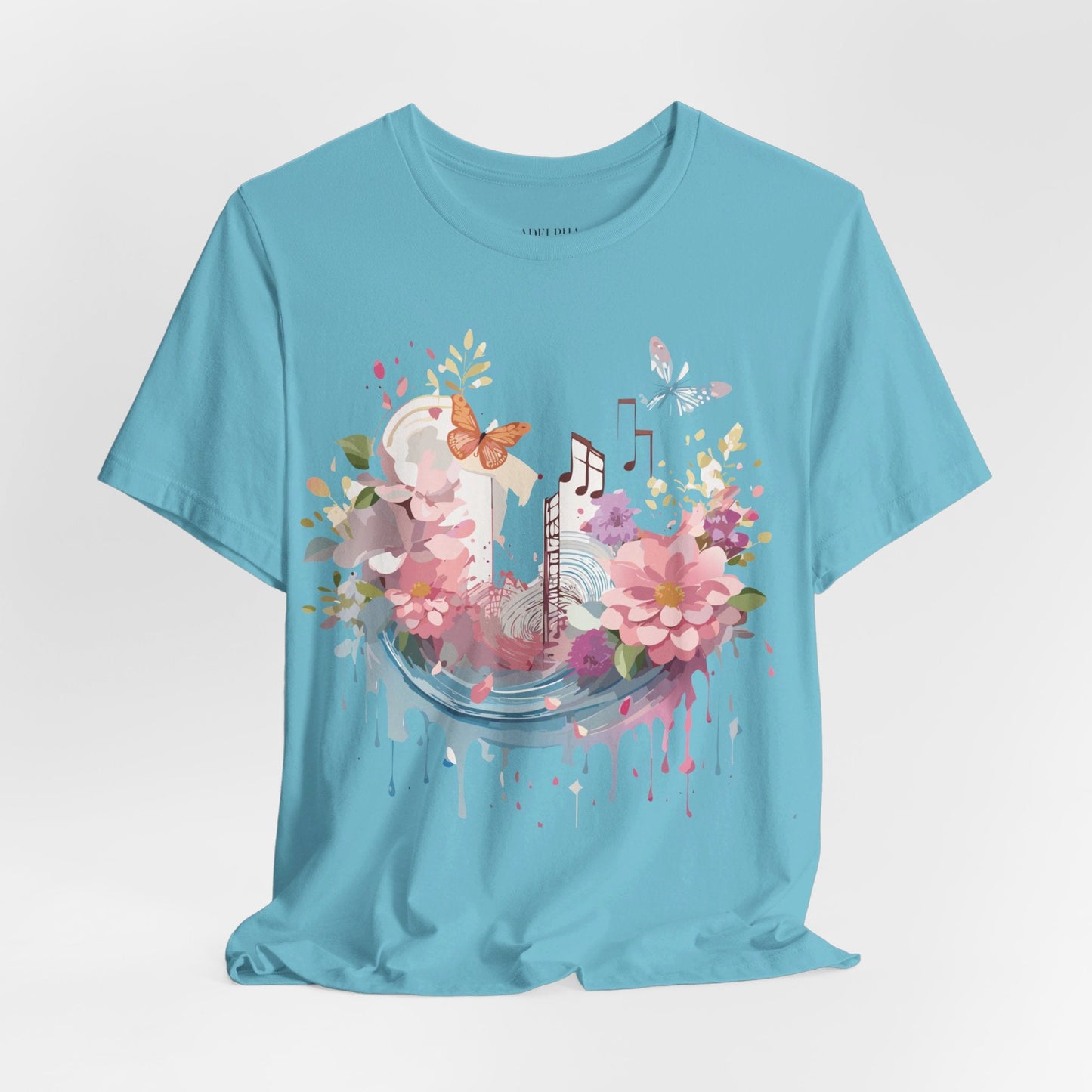 Music Graphic Unisex 100 Cotton Vintage Art with Musical Elements Tee 122