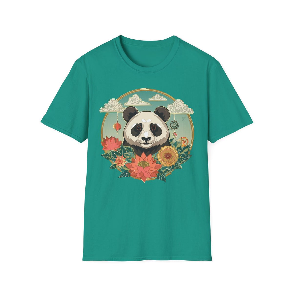 Panda Portrait T-Shirt | Floral Asian-Inspired Illustration