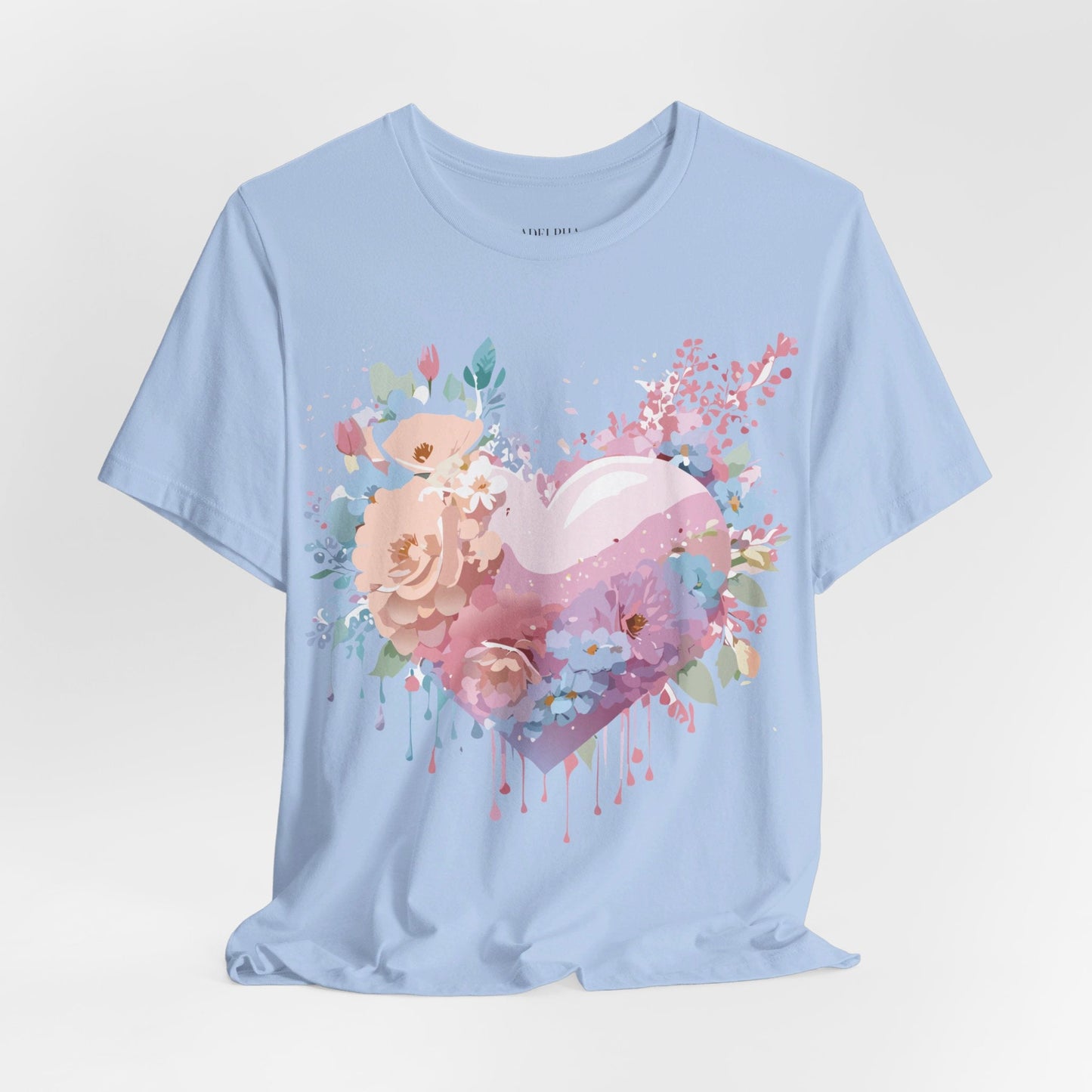 Valentine Day Graphic Unisex 100 Cotton Vintage Artwork with Love and Flower Design Tee 29