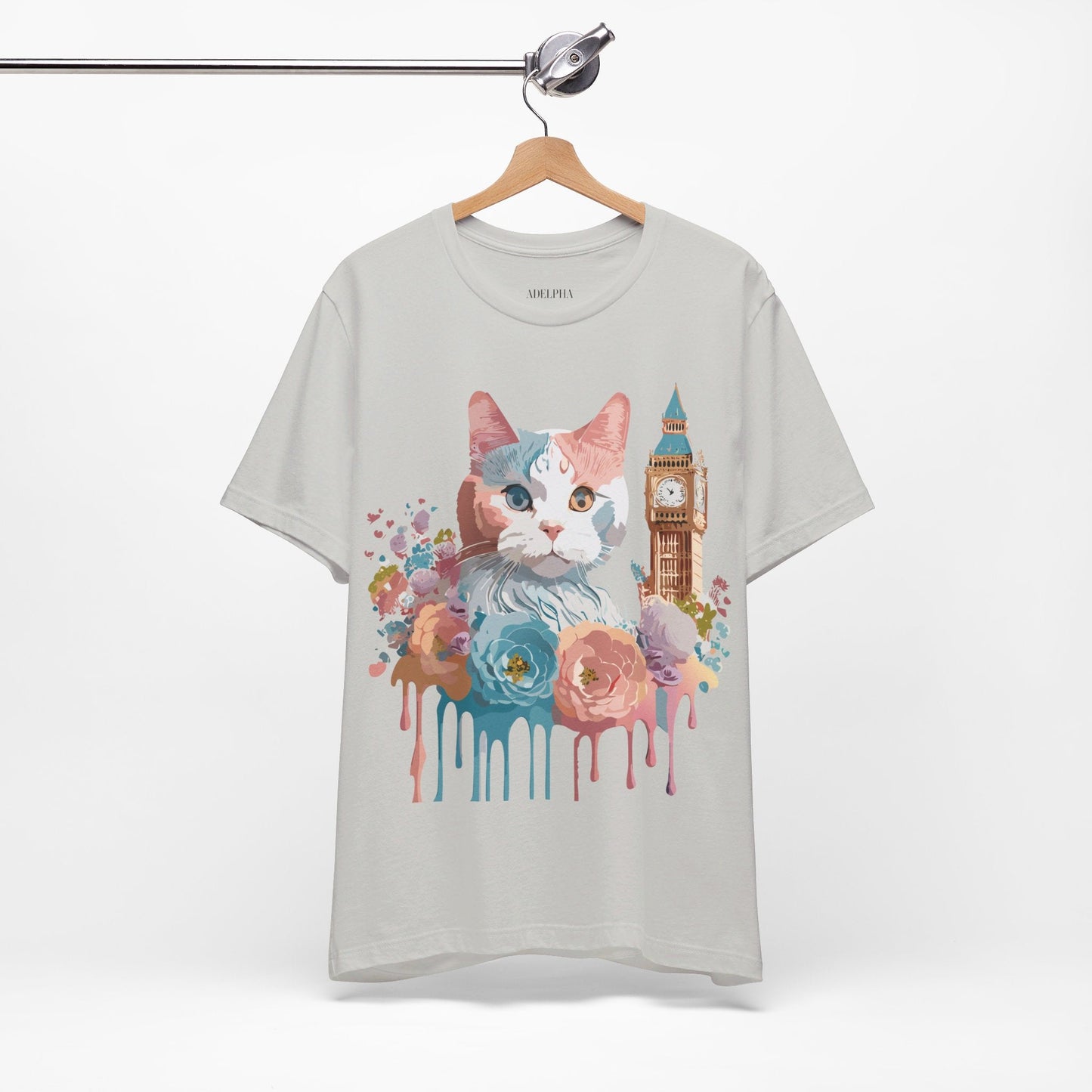 Unisex Cat Graphic Tee With Short Sleeve Vintage Inspired Art Adelpha