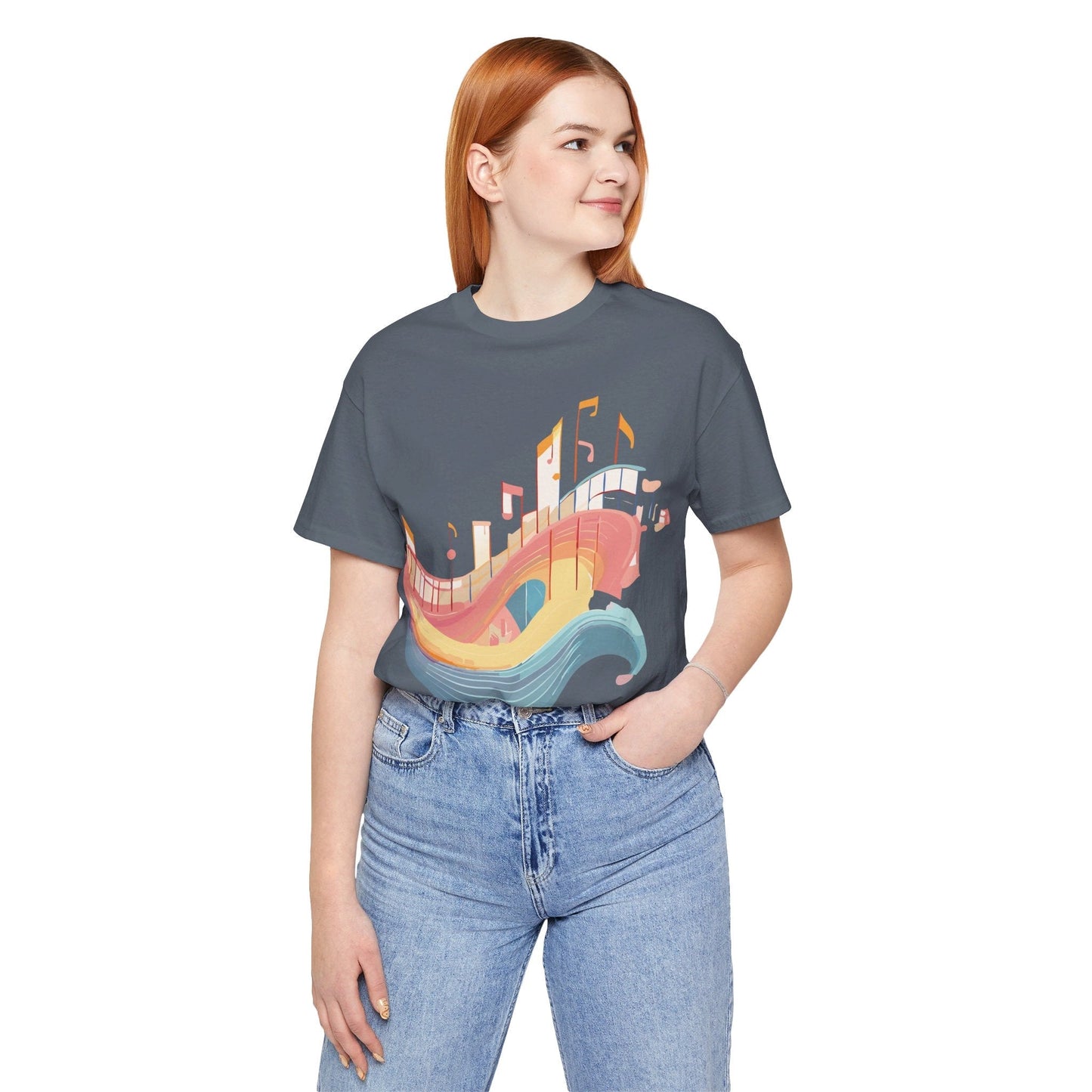 Music Graphic Unisex 100 Cotton Vintage Art with Musical Elements Tee 22
