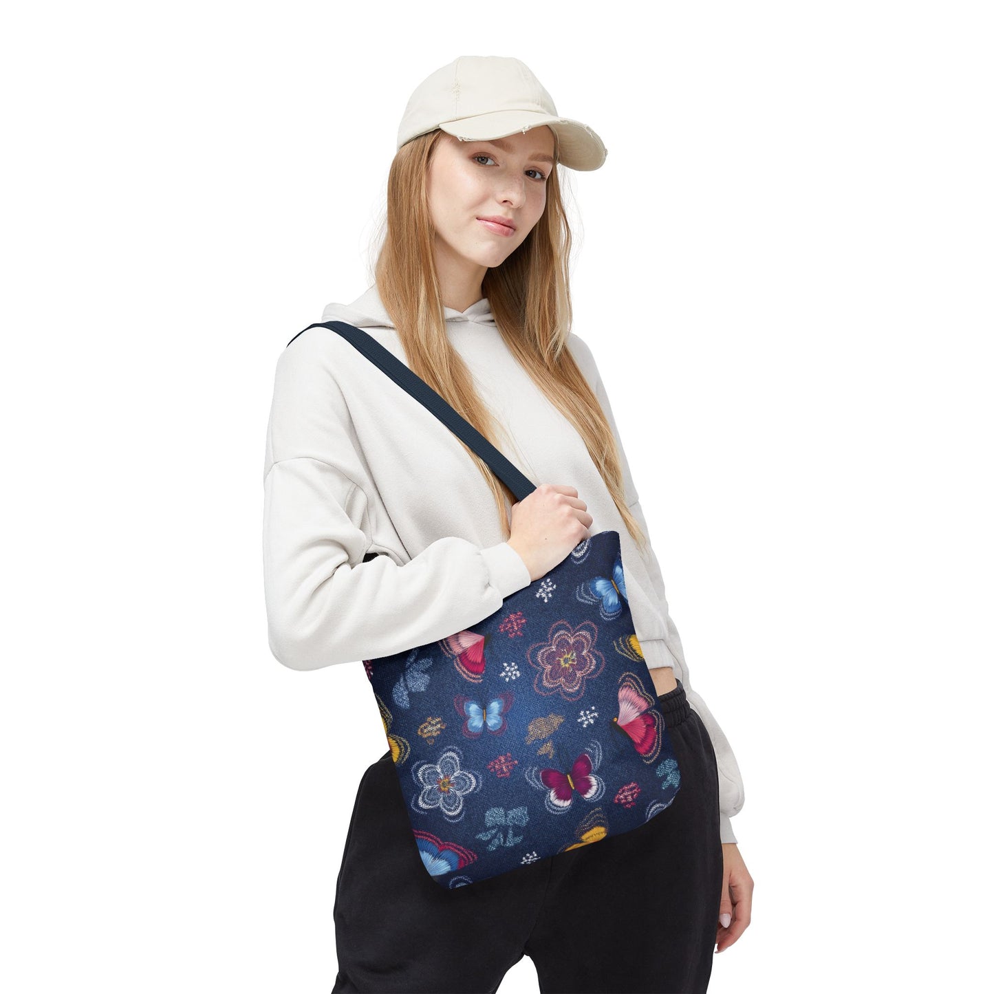 Denim Fabric Imitation Print Unisex Canvas Bag Poly Spun 3 Sizes Tote Bag 168