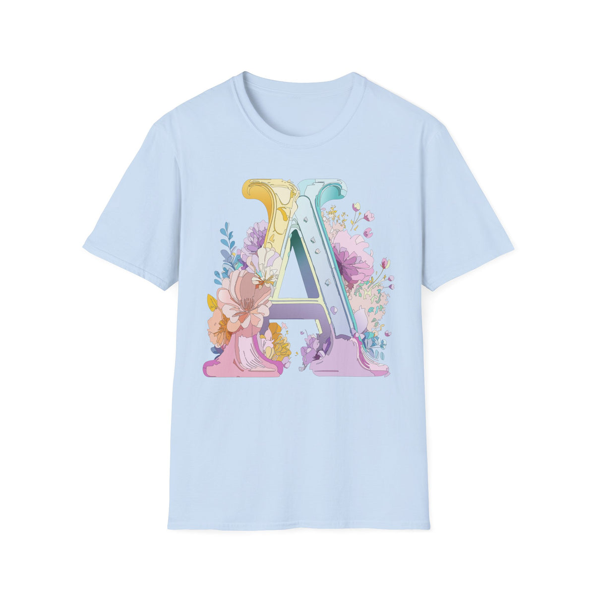 Floral Monogram A T-Shirt | Letter A Initial Tee, Botanical Alphabet Shirt