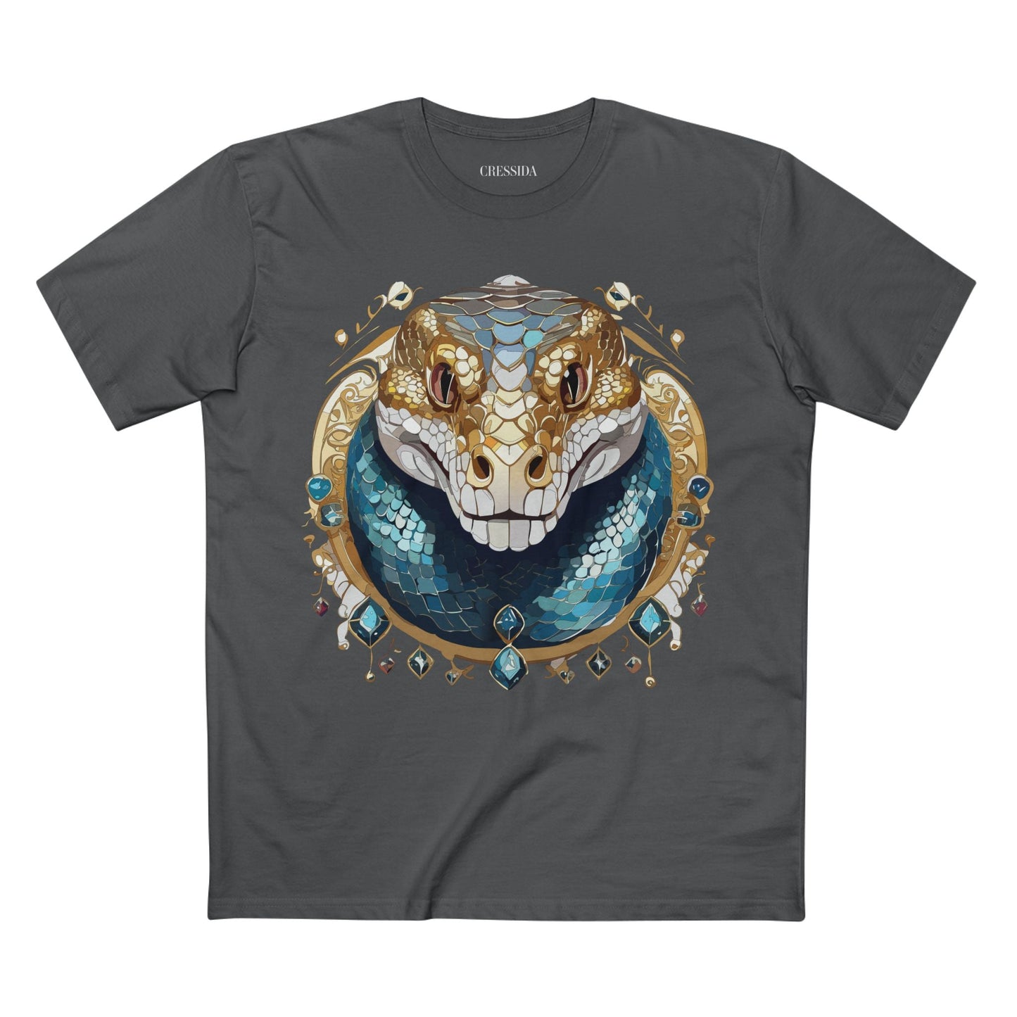 Snake Graphic Unisex 100 Cotton Tee With Unique Animal Golden Medallion Art Design 43