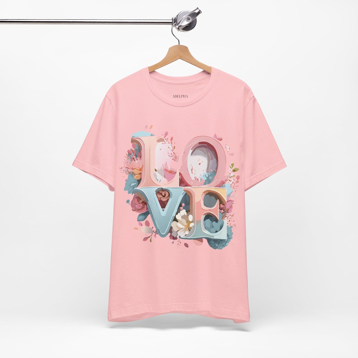 Valentine Day Graphic Unisex 100 Cotton Vintage Artwork with Love and Flower Design Tee 47