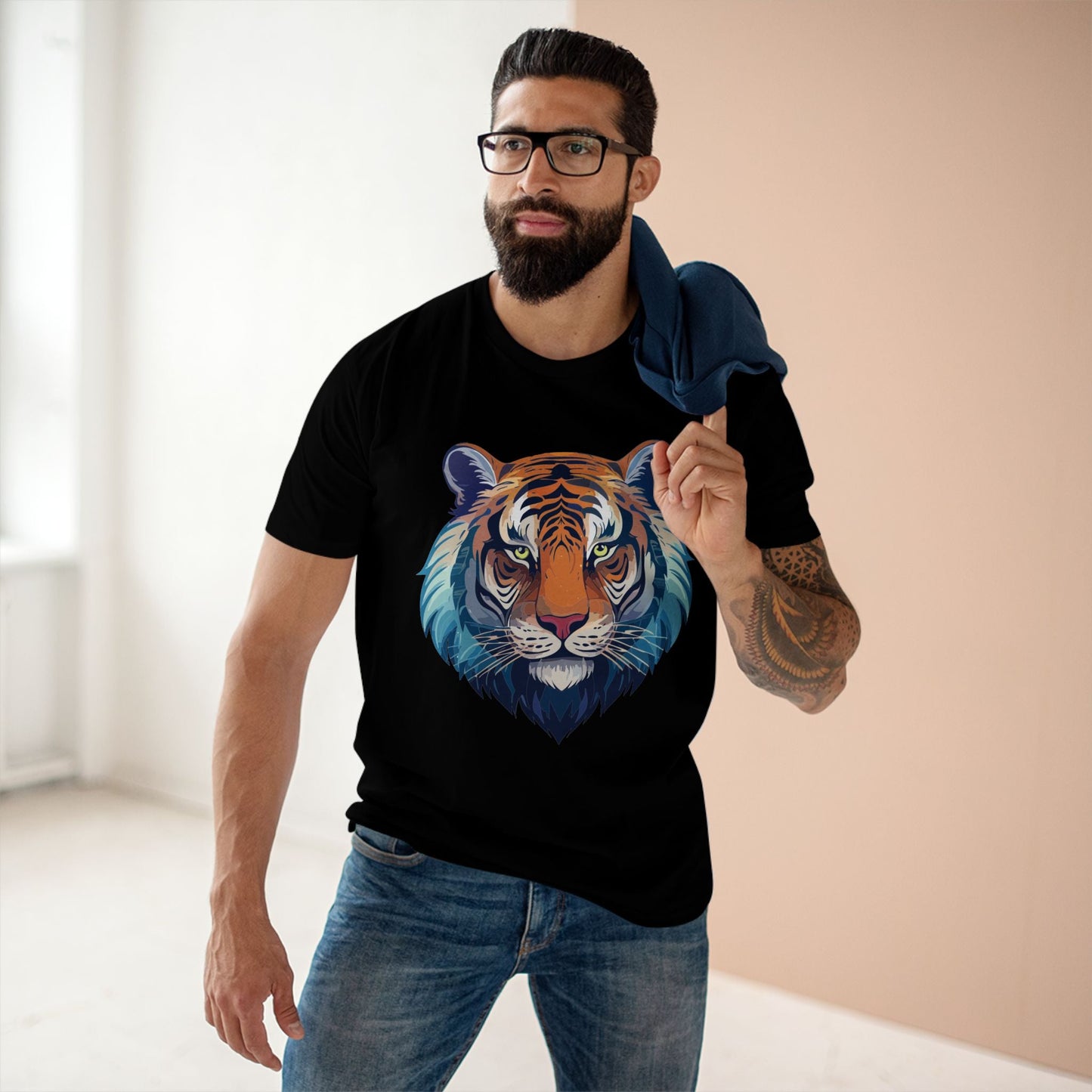 Tiger Shirt Unisex Premium Cotton Staple Tee With Original Art Design From Retro2Nova Exclusive Art Collection