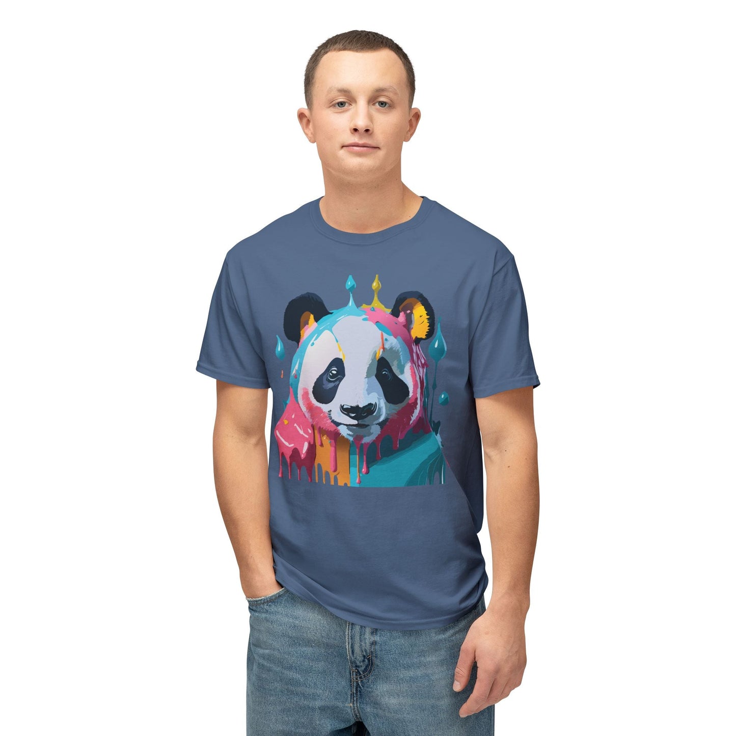 Unisex Panda Art T Shirt With Floral Design Print In HD Cotton 100 Percent USA Made