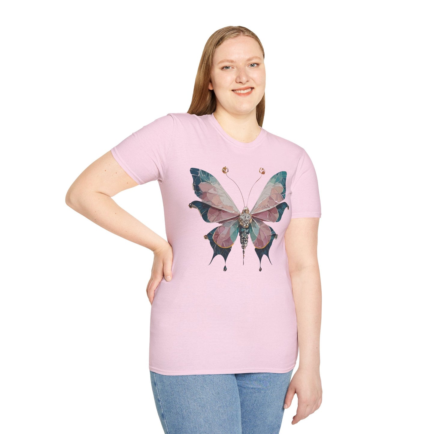 Butterfly Shirt Unisex T Shirt Monarch Print Gildan Softstyle 64000 100 Percent Ring Spun Cotton