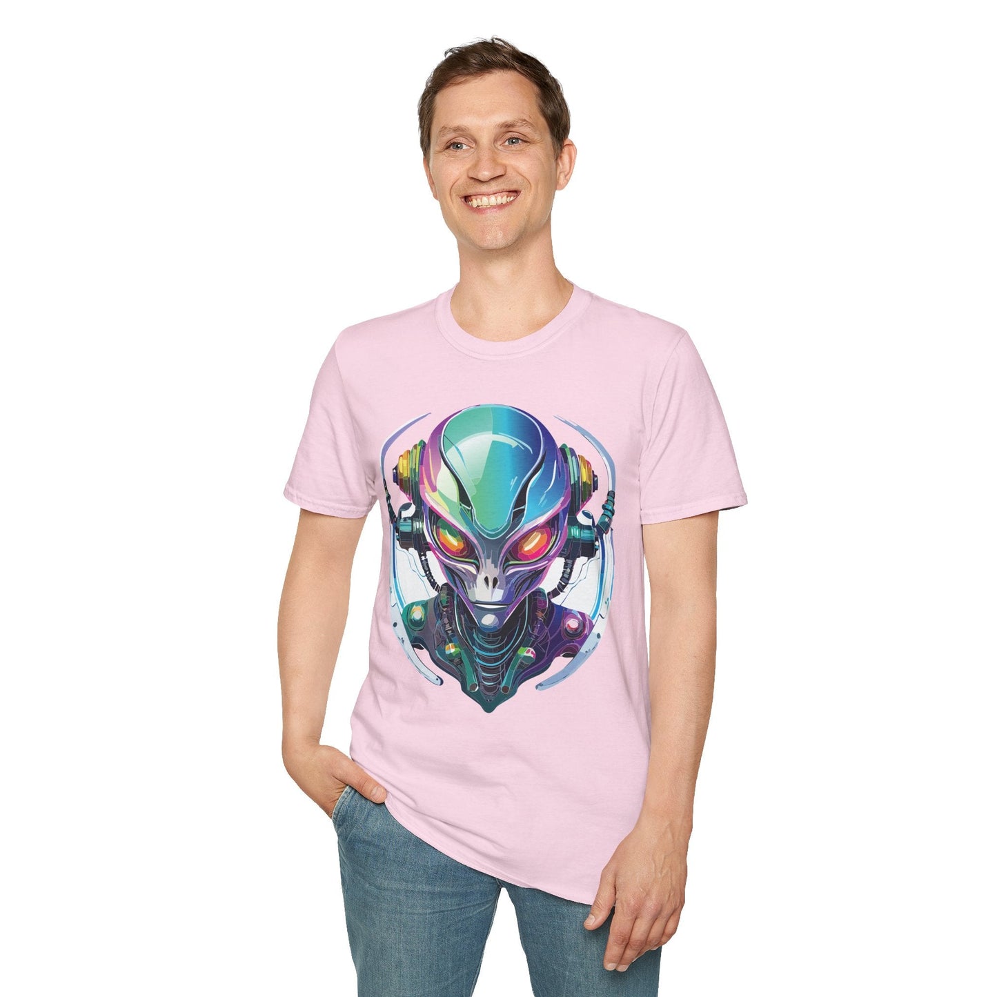 Alien Graphic Unisex Cotton Softstyle UFO Artwork Tee 3