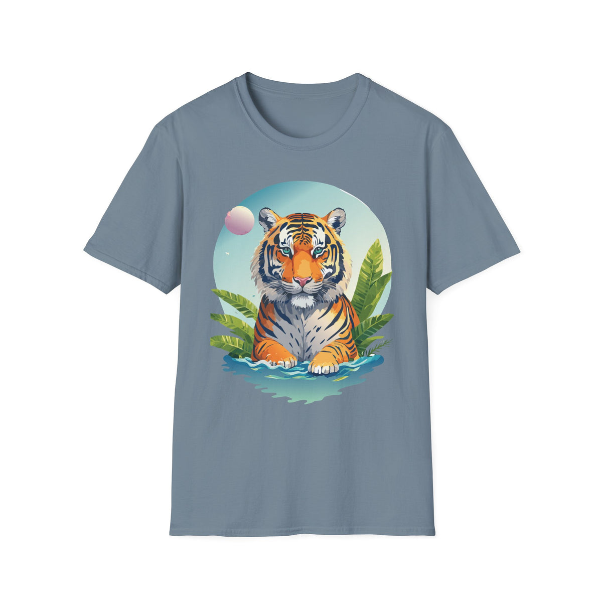Retro Tiger Illustration T-Shirt | Vintage Sunset Jungle Art