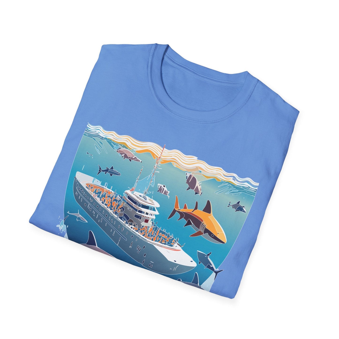 Ocean Tee Shirt Unisex Softstyle Short Sleeve With Ocean Art Design 100 Percent Ring Spun Cotton