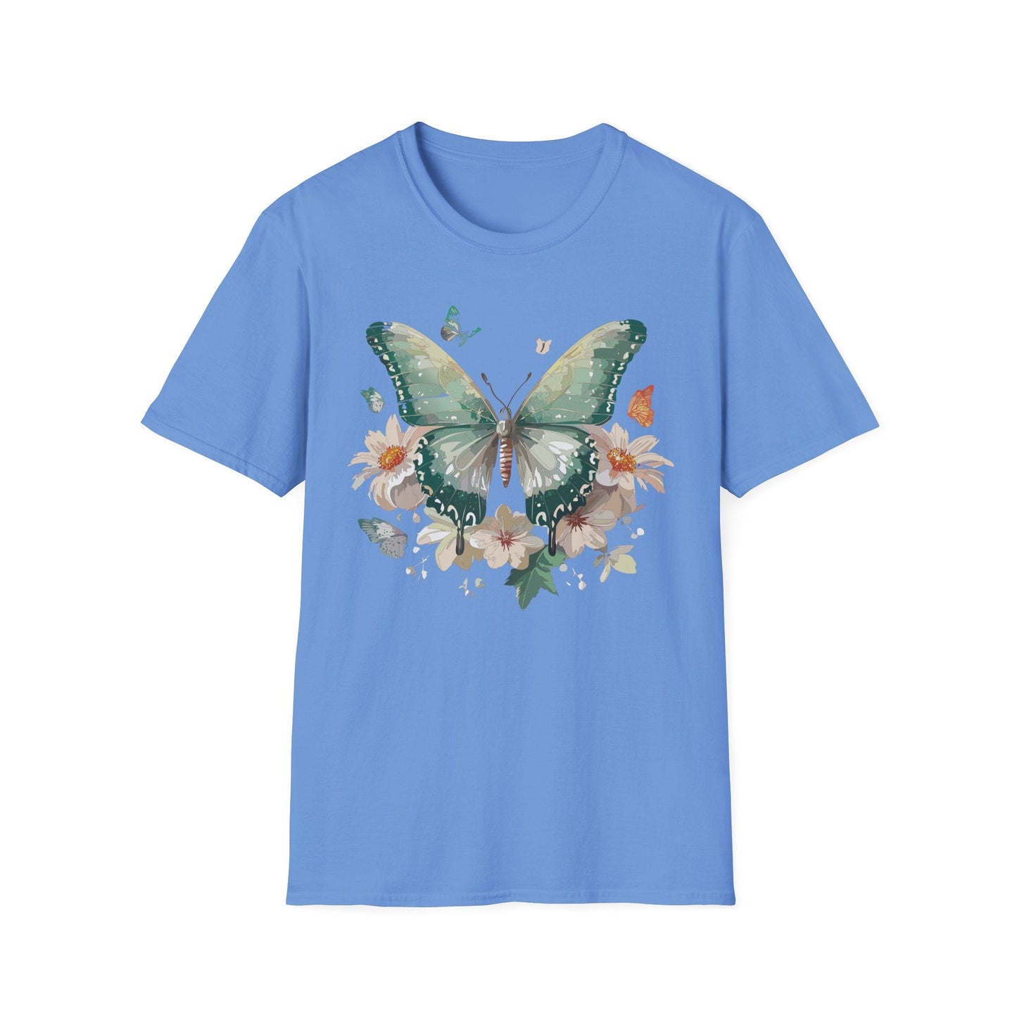 Butterfly T Shirt Unisex Softstyle Tee 100 Percent Ring Spun Cotton Monarch Design Premium Comfort
