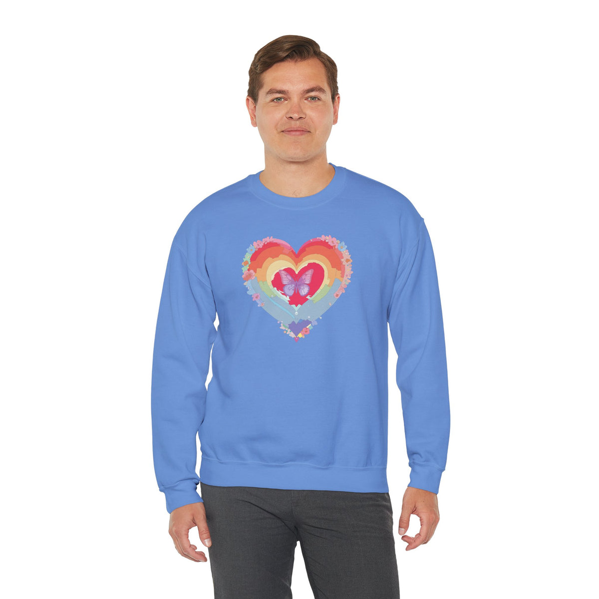 Rainbow Heart Sweatshirt, Floral Heart Sweatshirt, Floral Love Sweatshirt, Valentine's Day Sweatshirt, Rainbow Heart Floral Sweatshirt 116