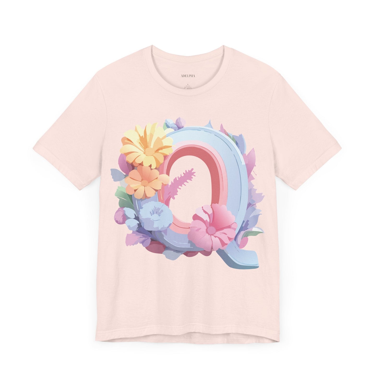 Unisex Letter Q Graphic Tee By Adelpha Vintage Inspired Art Design Short Sleeve Shirt