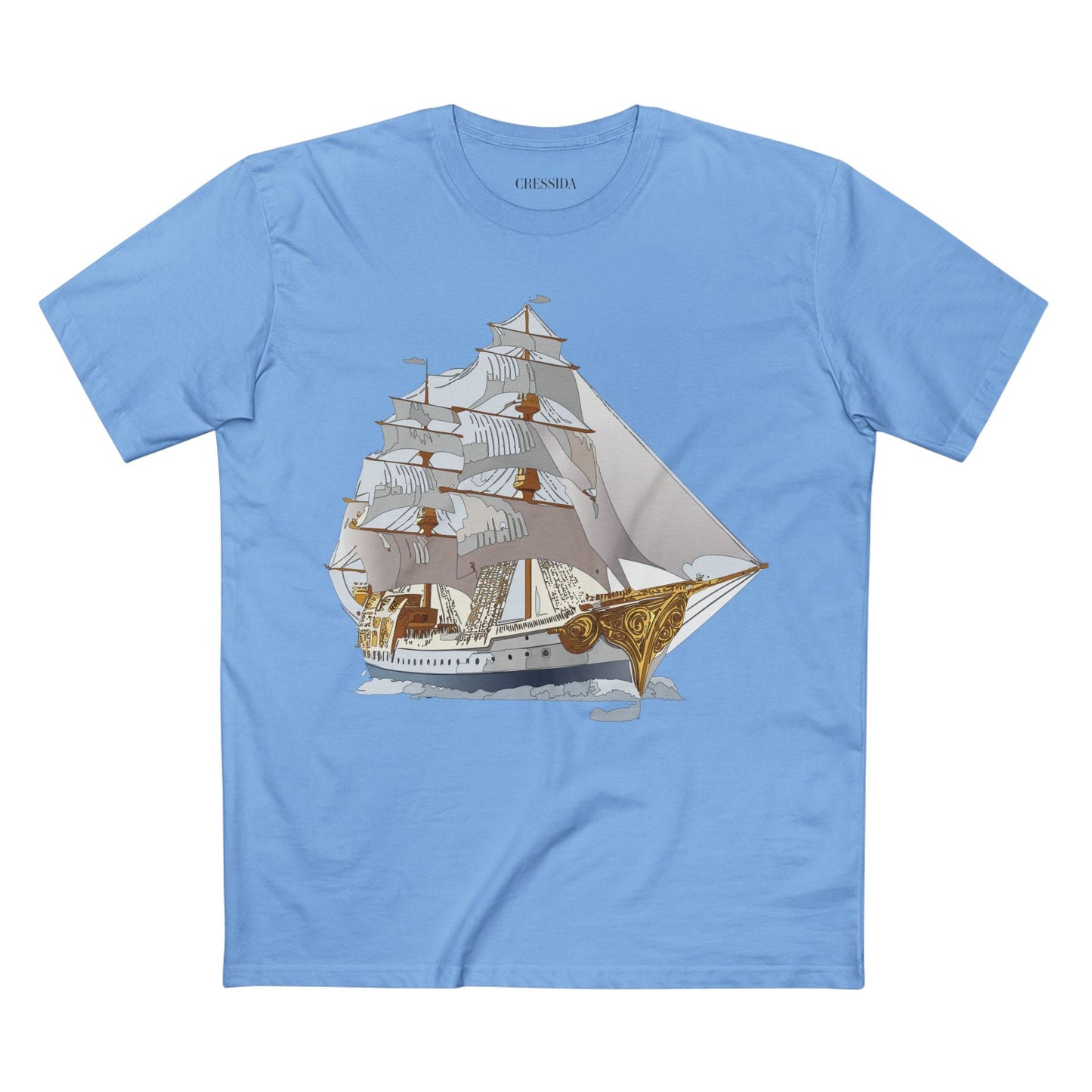 Ship Graphic Unisex 100 Cotton T-Shirt with Gold Frigate Art Design 8