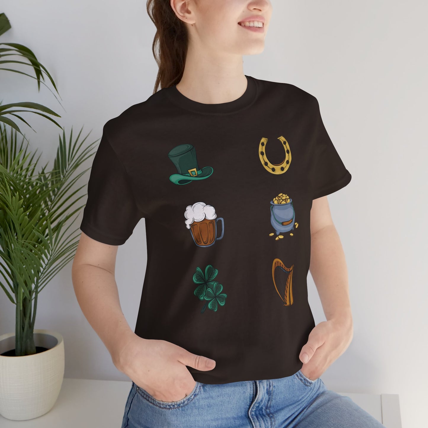 Camiseta unisex de algodón con estampados de la suerte