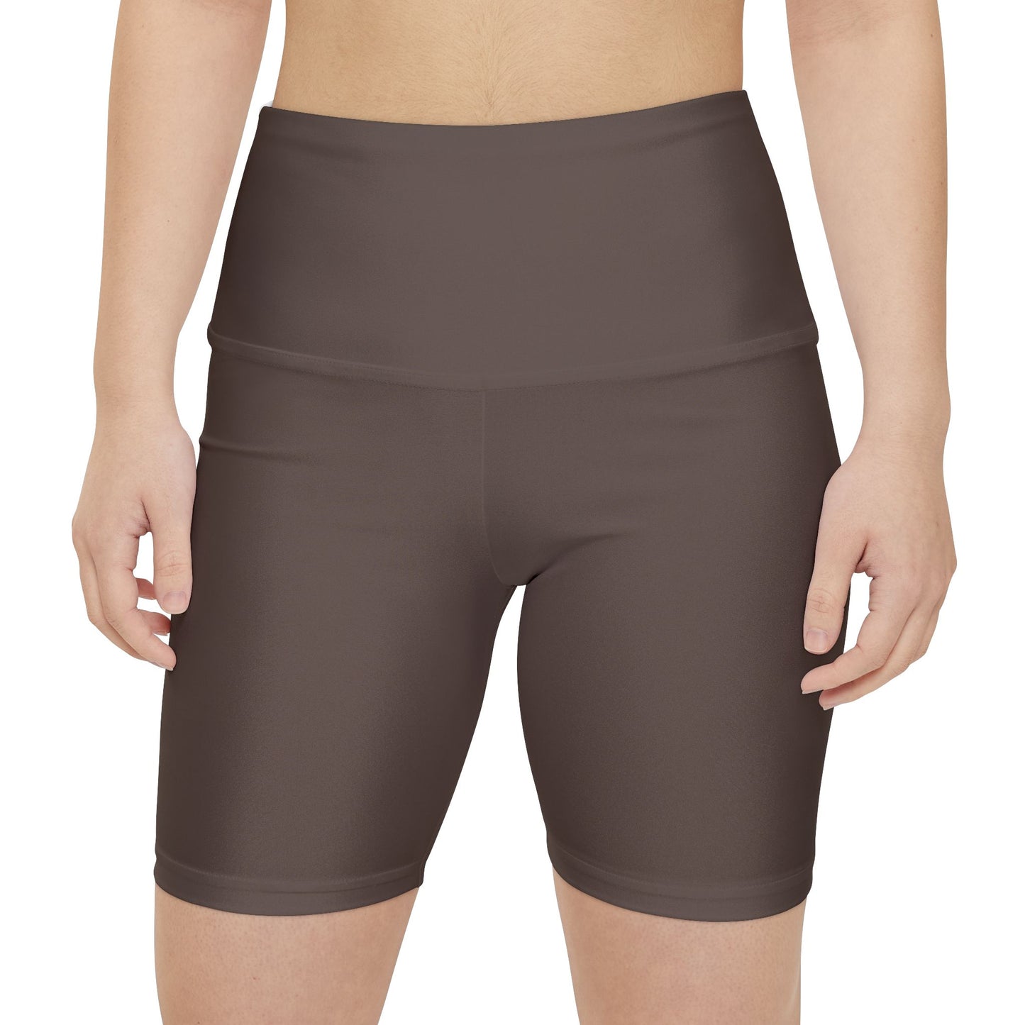 Ash Brown High-Waist Women's Workout Shorts — Comfortable Active Bike Shorts
