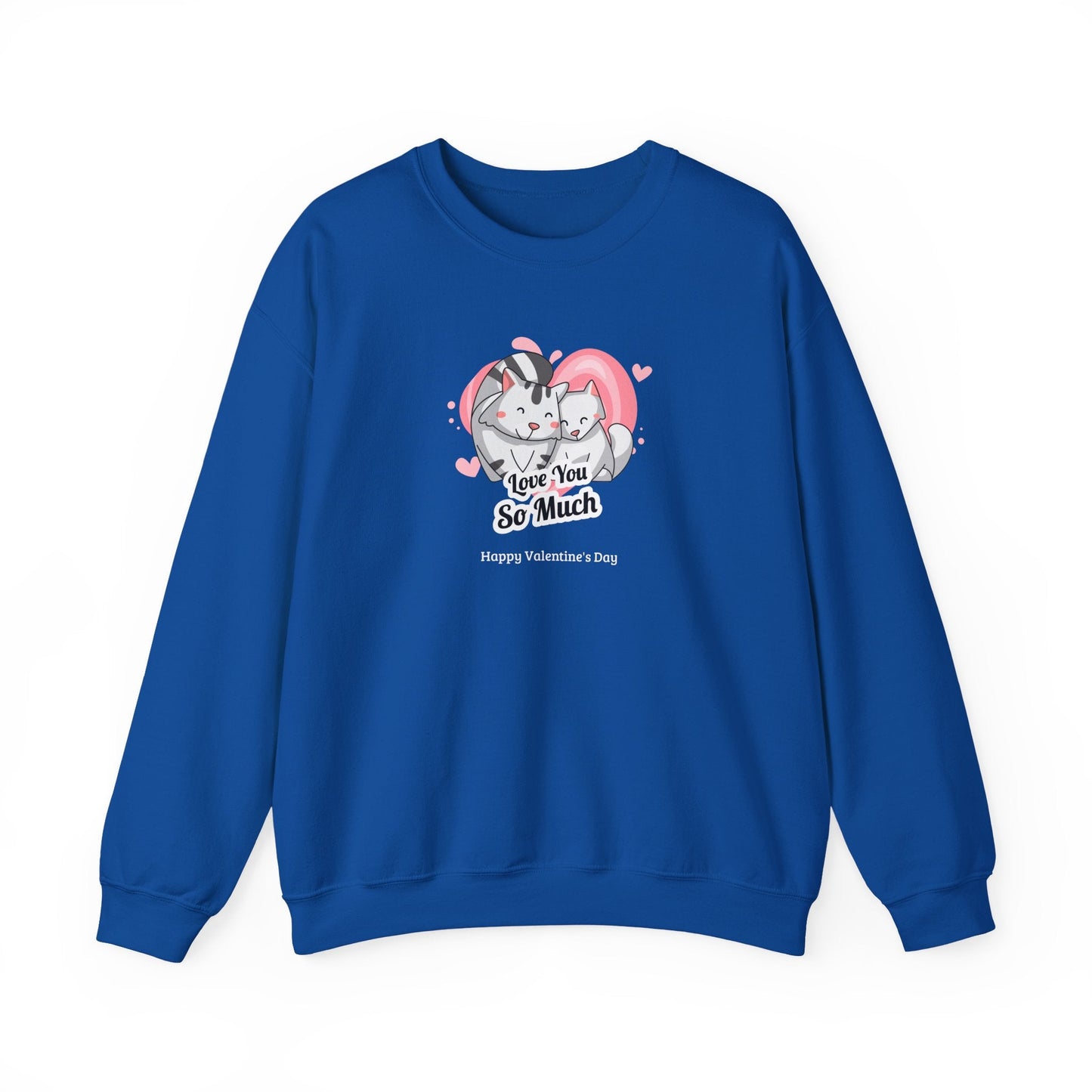 Cat Heart Sweatshirt Valentines Day Unisex 50 50 Cotton Poly Crewneck Gildan 18000