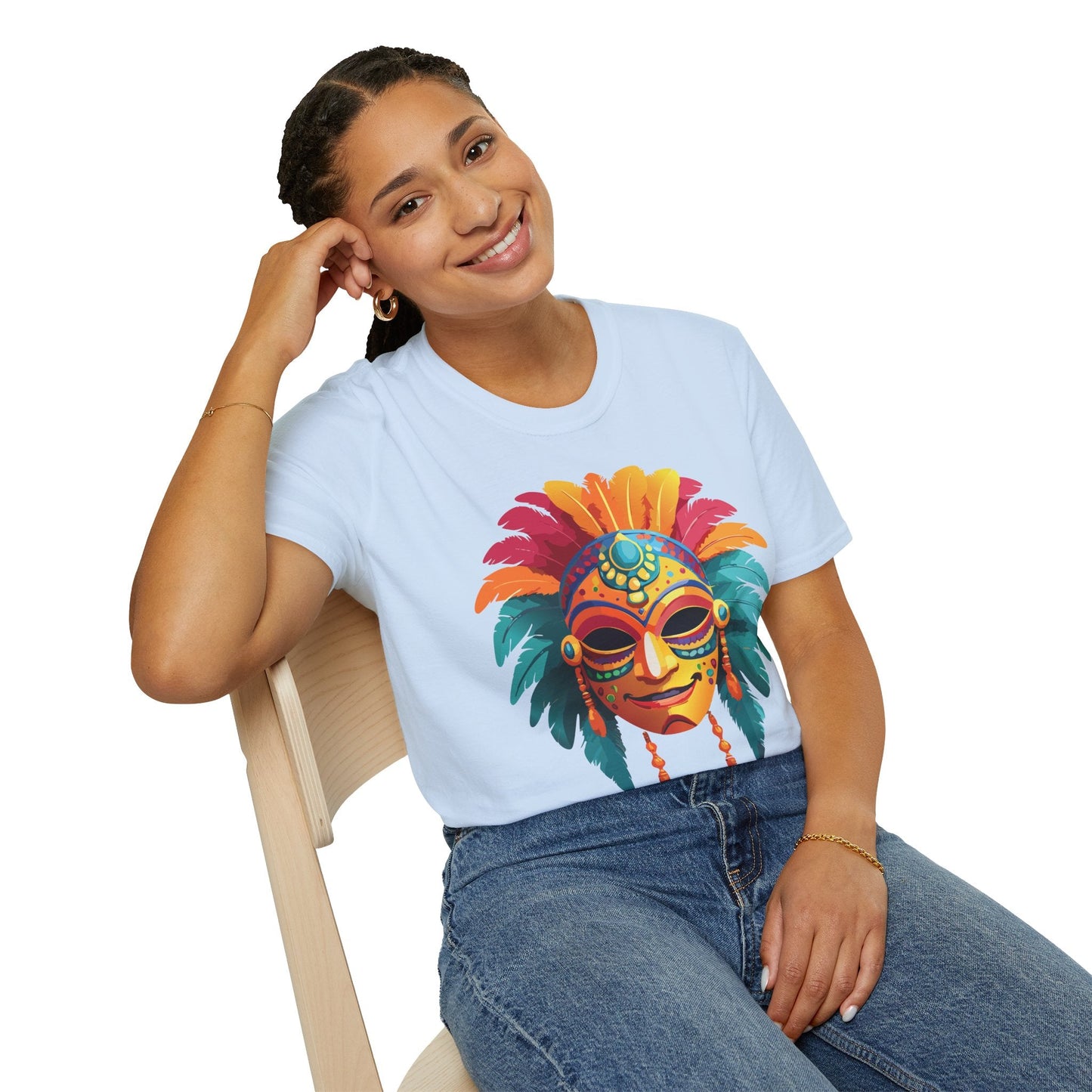 Mask Tee Shirt Unisex Softstyle Gildan 64000 100 Percent Ring Spun Cotton Masquerade Tee