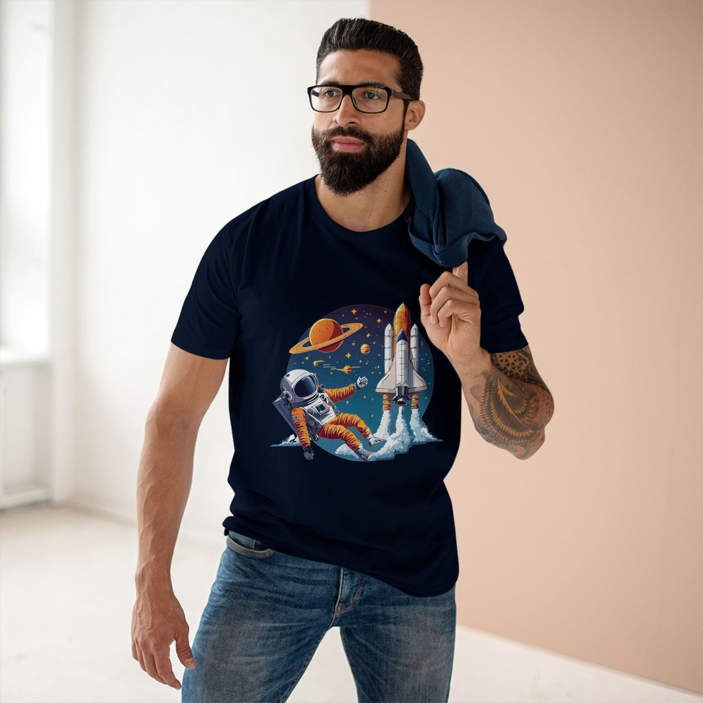 Cosmos Astronaut Shirt CS 24 Unisex Premium Cotton Tee With Original Art Design Retro2Nova